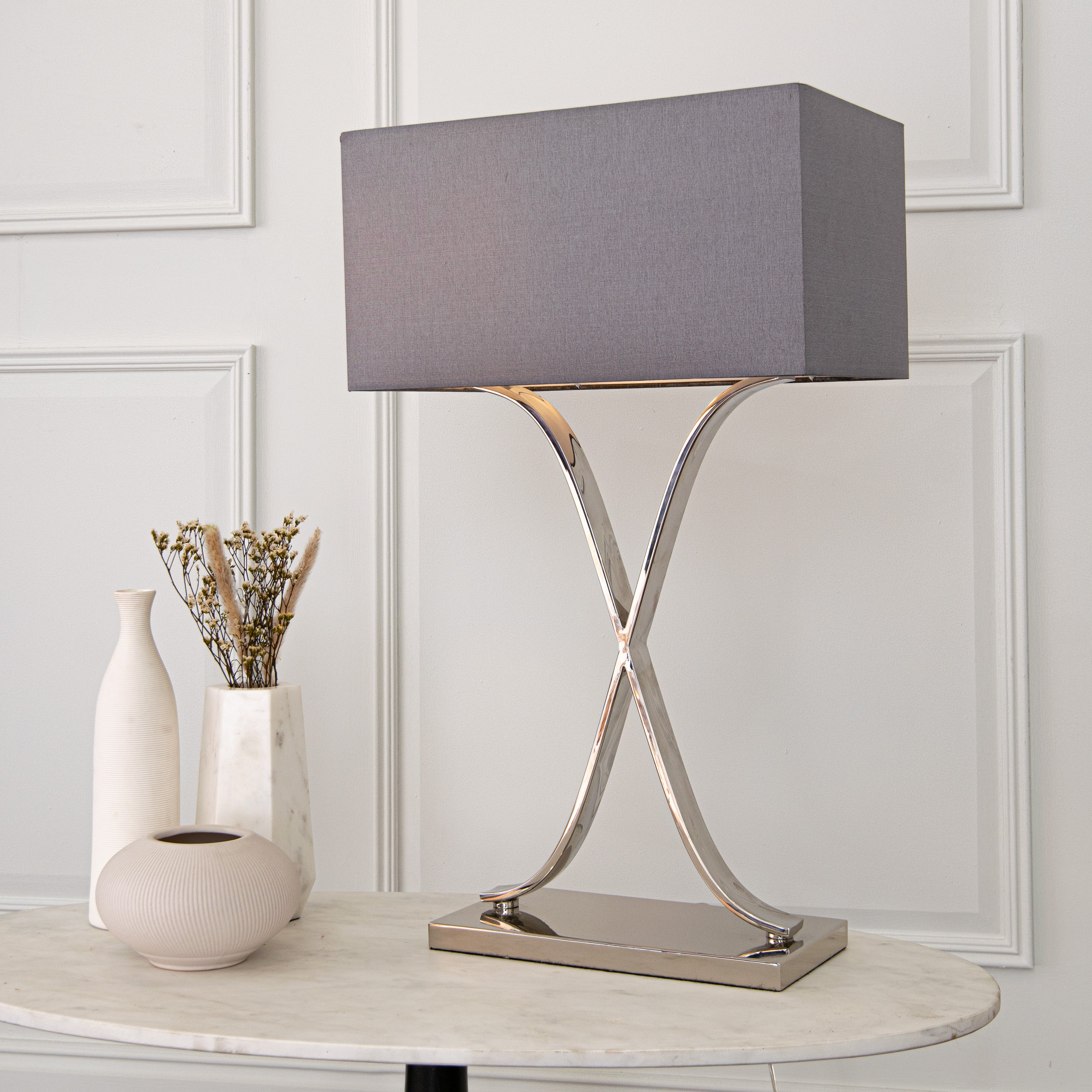 Byton Polished Nickel Tall Table Lamp by RV Astley