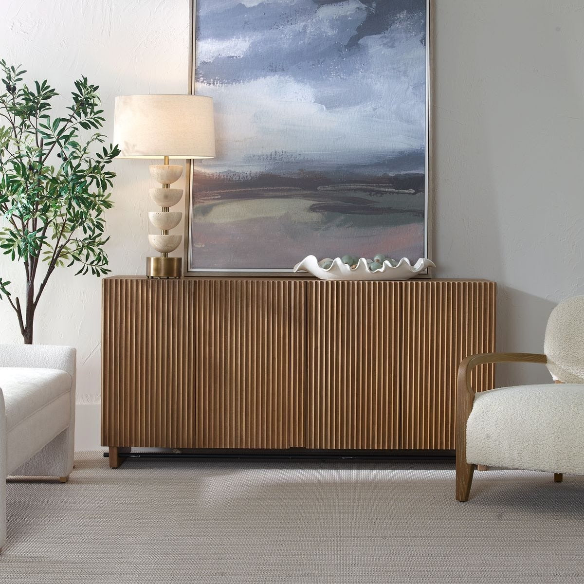 Kellem Natural Wood 4 Door Cabinet by Uttermost