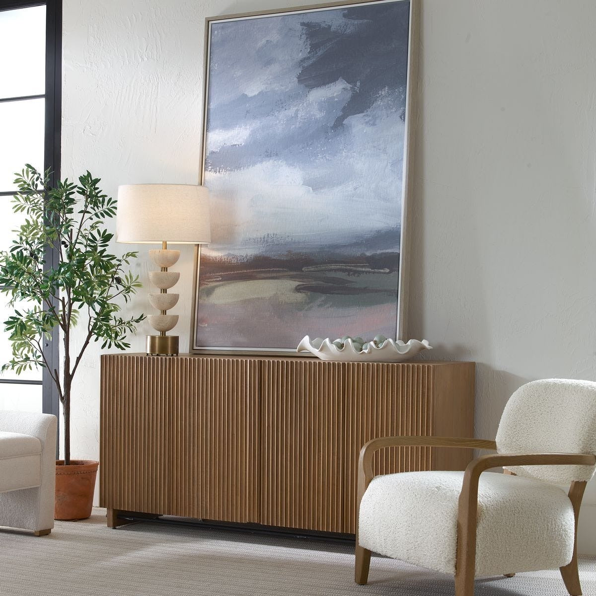 Kellem Natural Wood 4 Door Cabinet by Uttermost