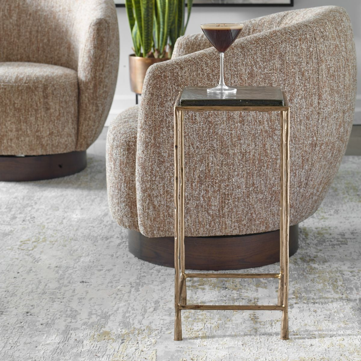 Ovard Antiqued Gold Accent Table by Uttermost