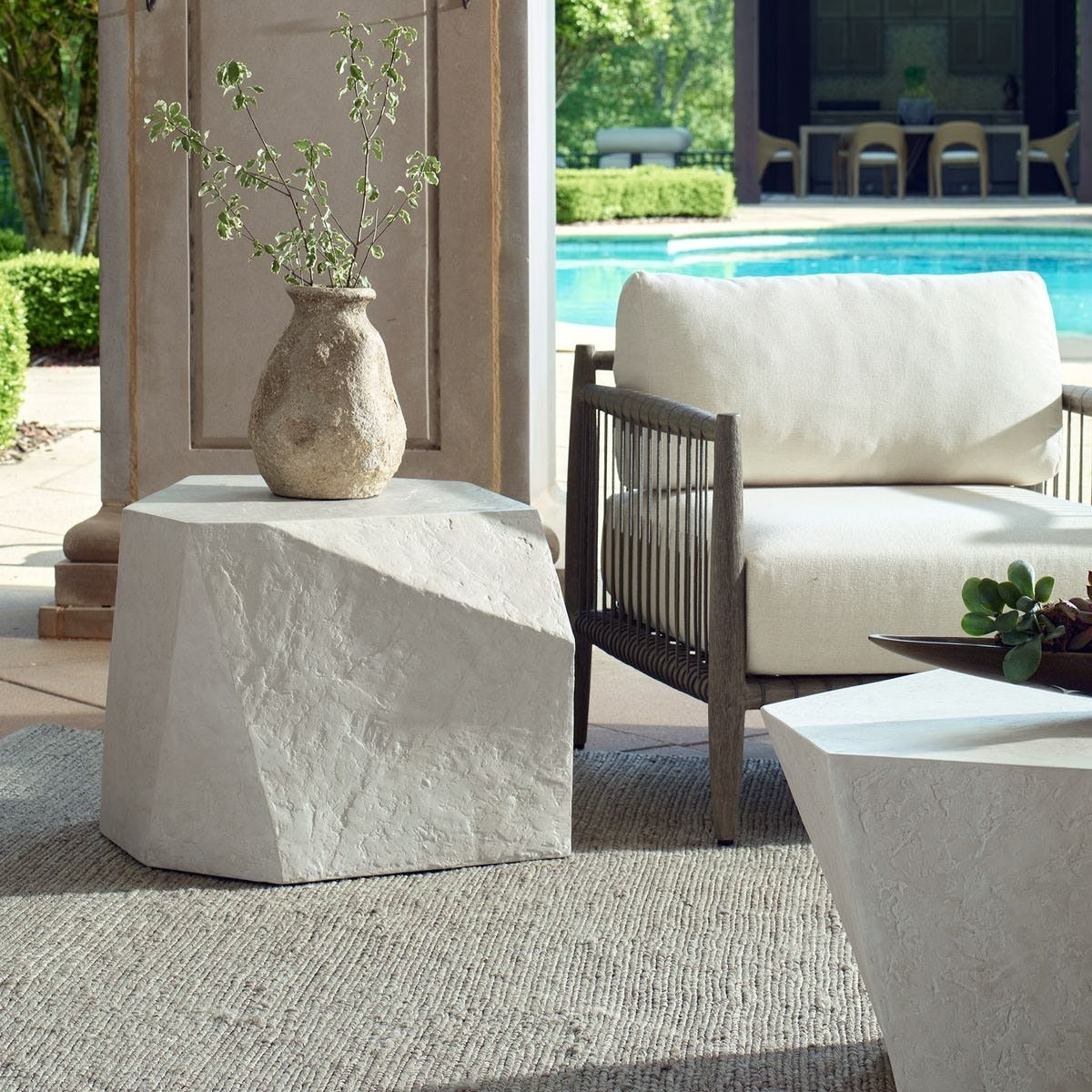 Parra Limestone Indoor/Outdoor Side Table by Uttermost