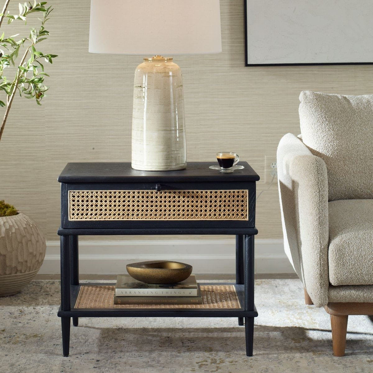 Coast Black Rattan Side Table by Uttermost