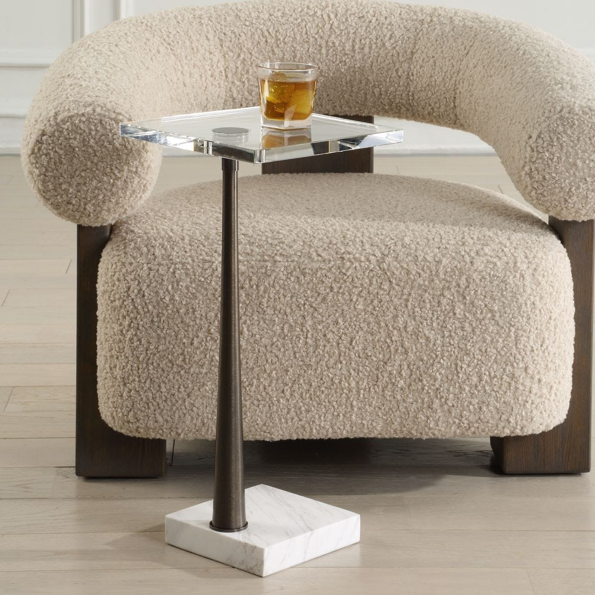 Pelton Marble Glass Drink Table by Uttermost