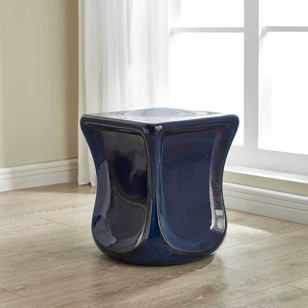 Kaz Deep Blue Garden Stool by Uttermost