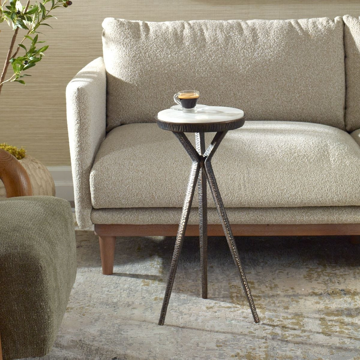 Tilton White Marble Accent Table by Uttermost