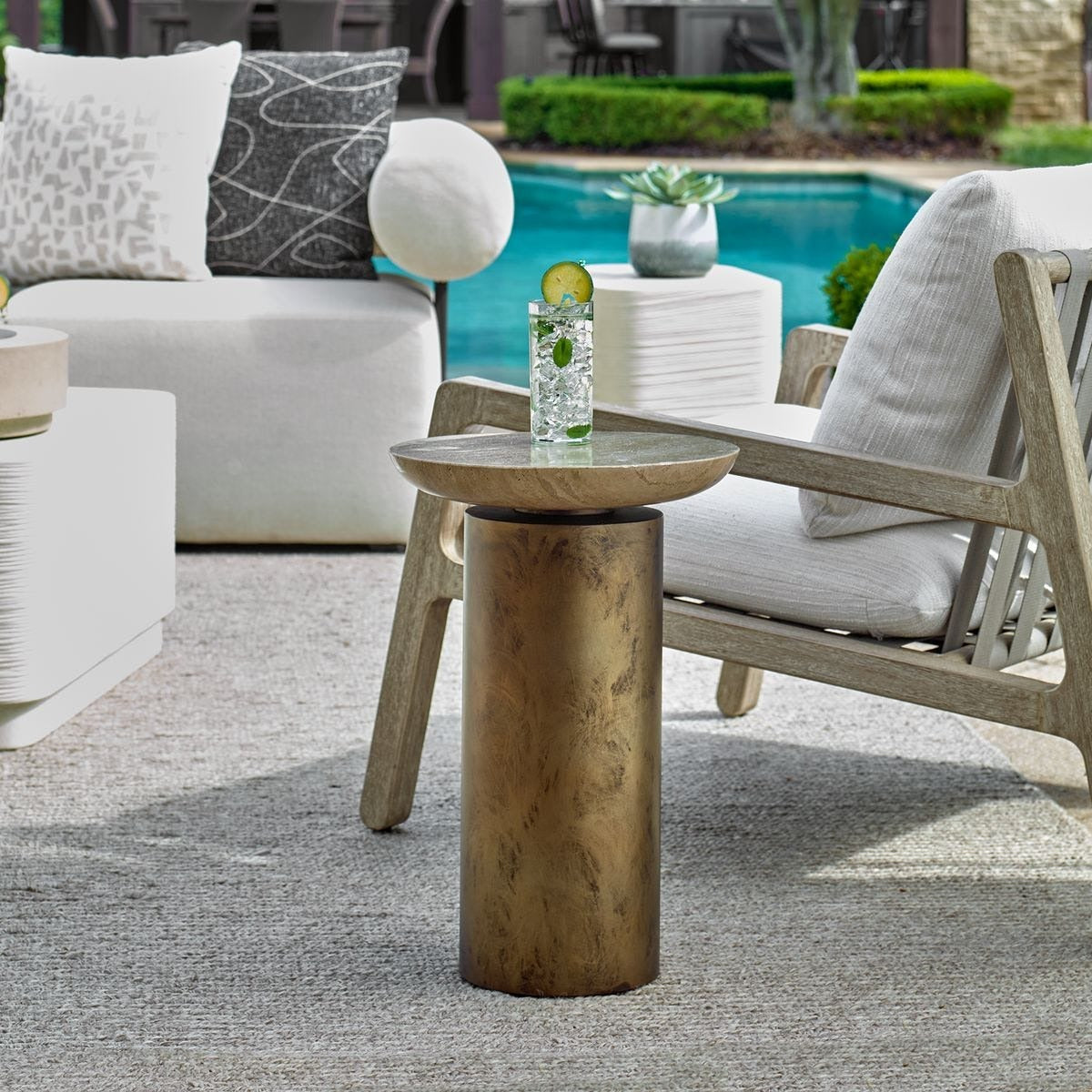 Oslo Brass Outdoor Accent Table by Uttermost