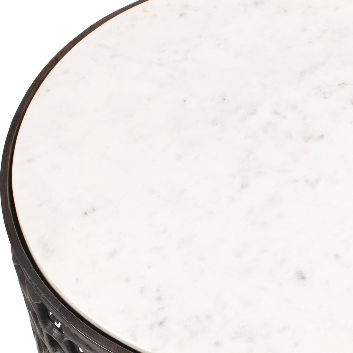 Sabena White Marble Outdoor Side Table by Uttermost