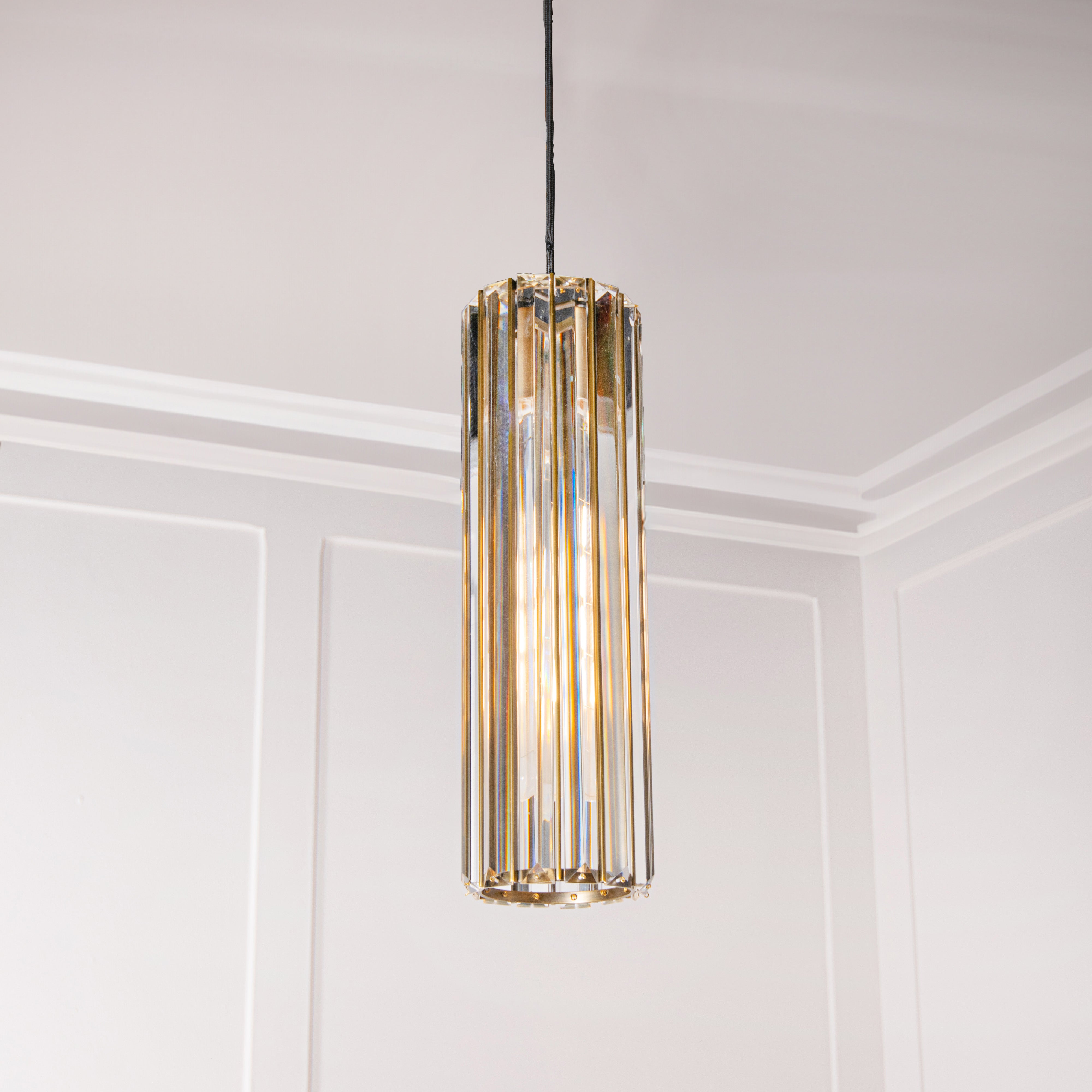 Reagan Antique Brass Pendant Light with Crystal Shade by RV Astley
