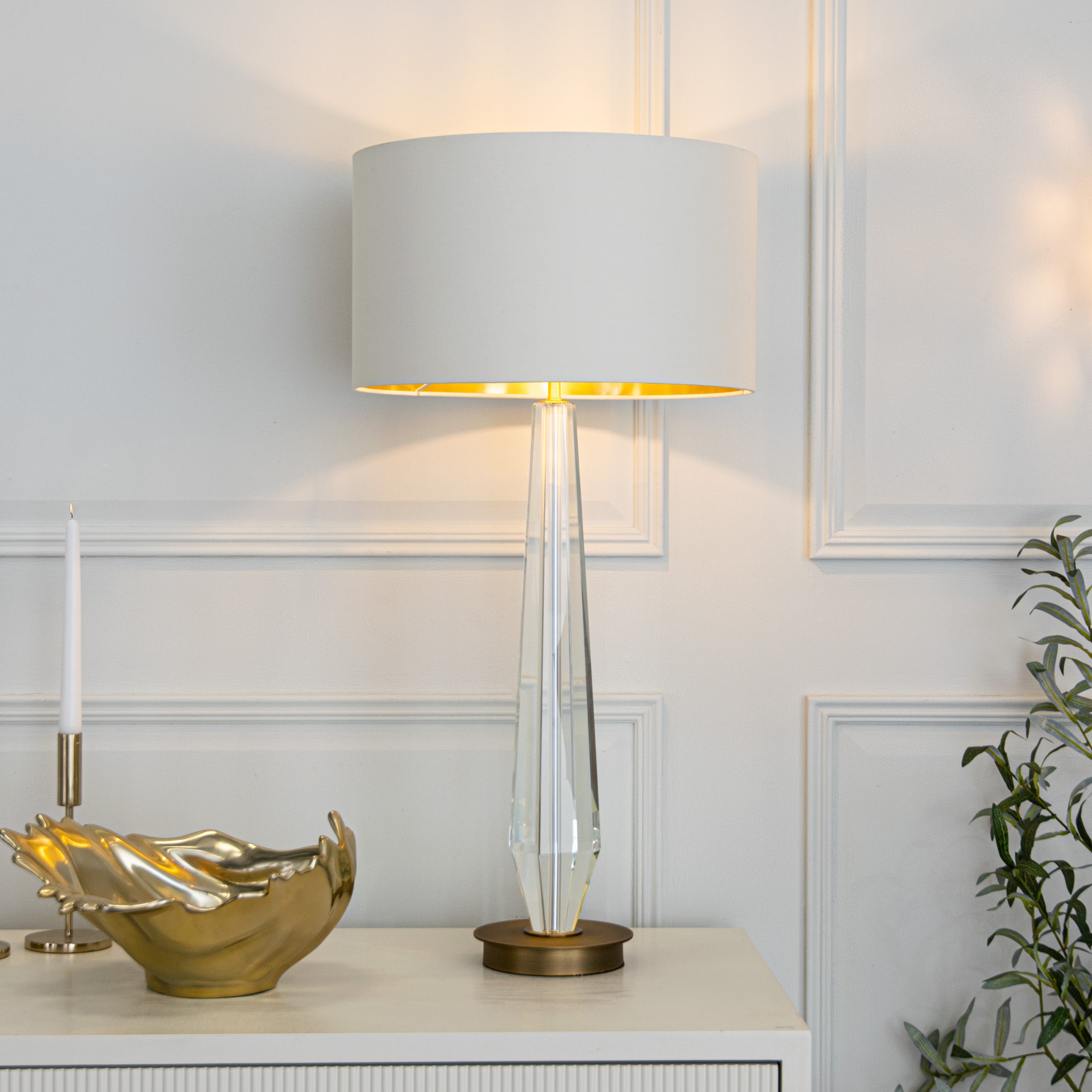 Clairvaux Crystal & Antique Brass Table Lamp by RV Astley