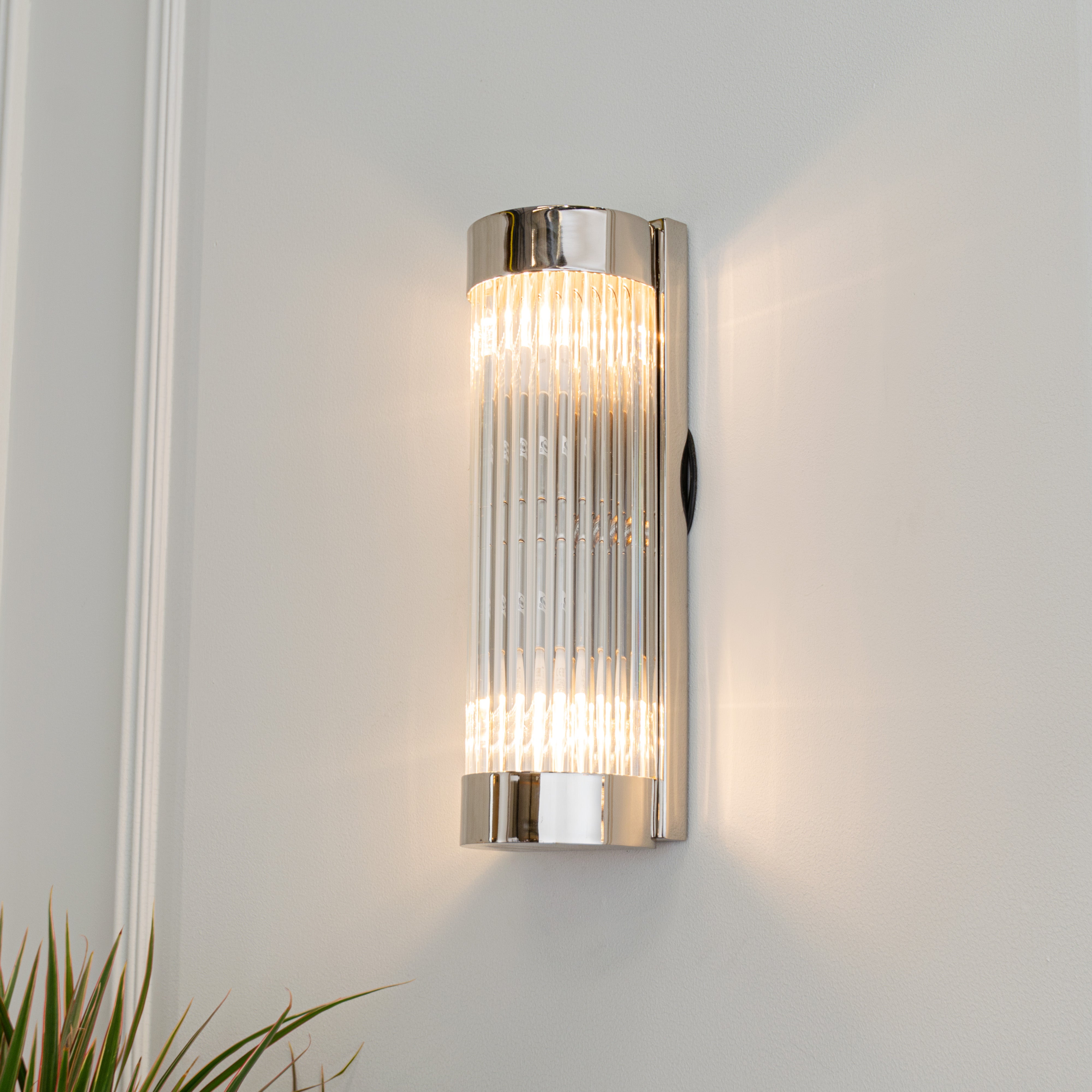 Nasir Nickel & Glass Rod Wall Lamp by RV Astley