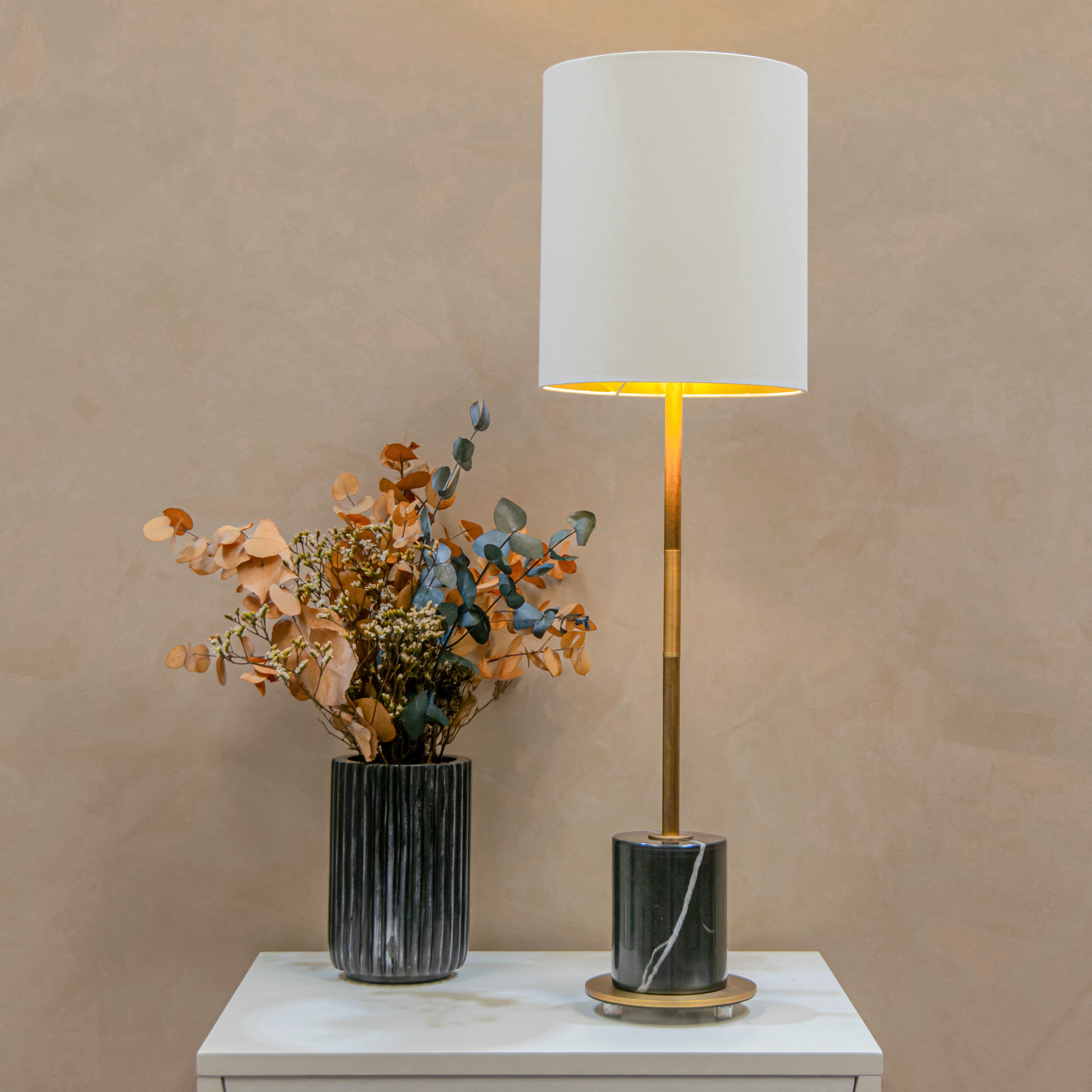 Maxone Antique Brass & Black Marble Table Lamp by RV Astley