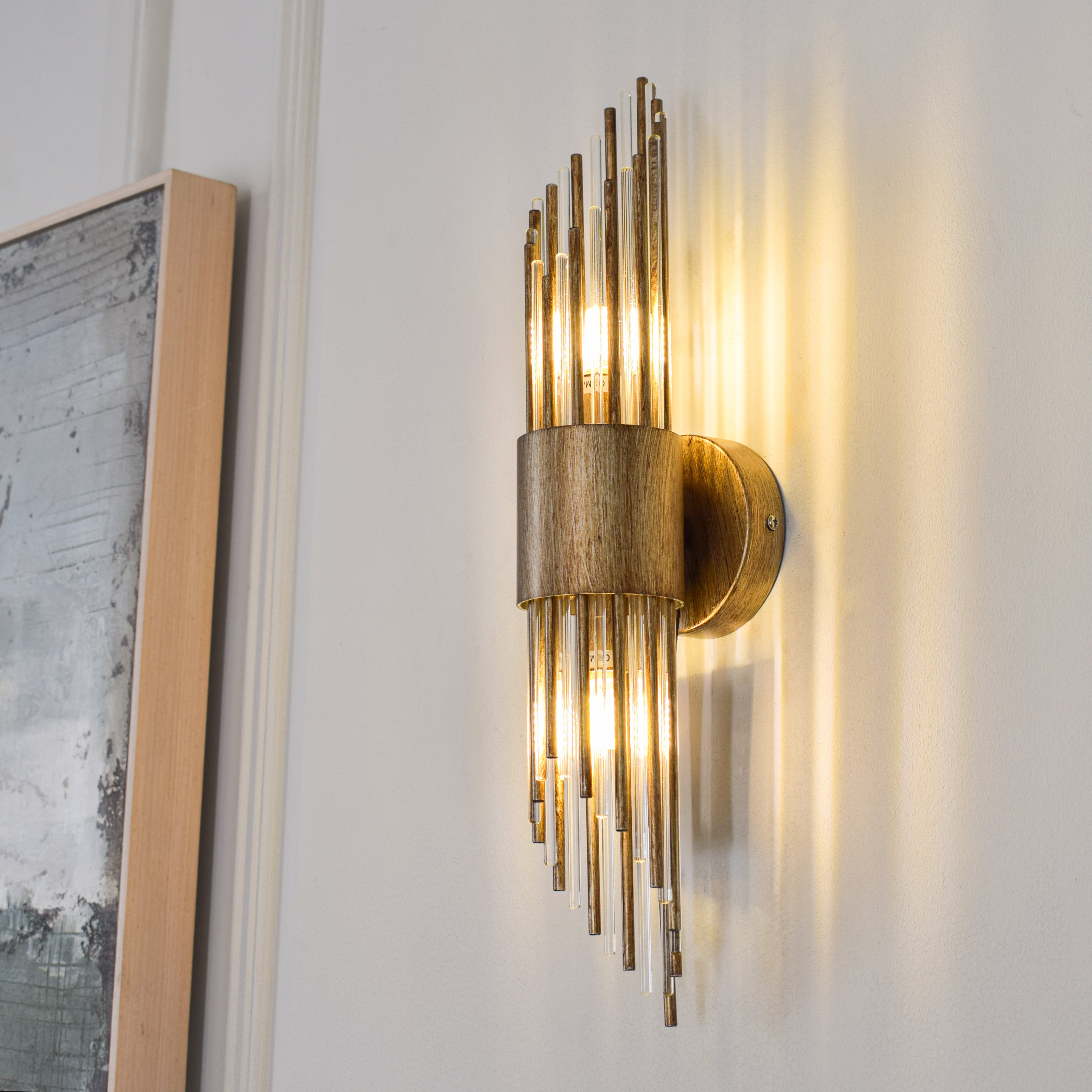 Alness Antique Gold Glass Wall Light by RV Astley