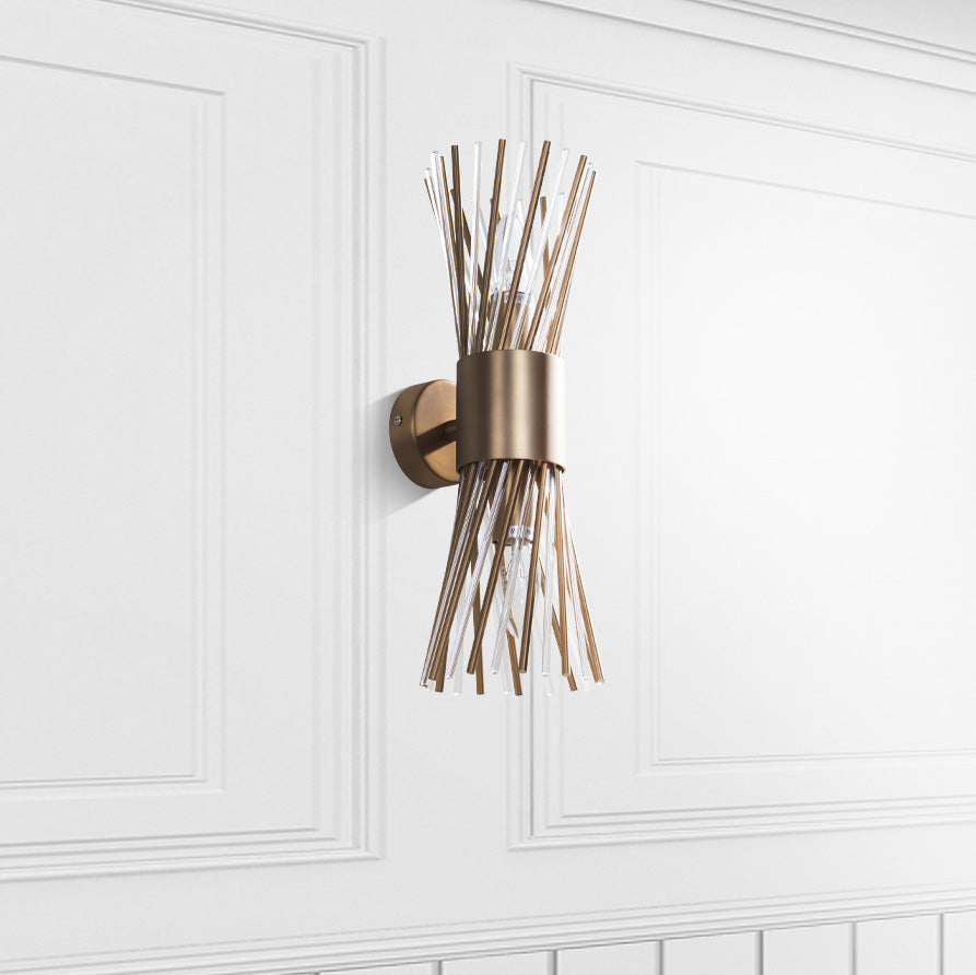 Antique Brass & Glass Wall Light by RV Astley