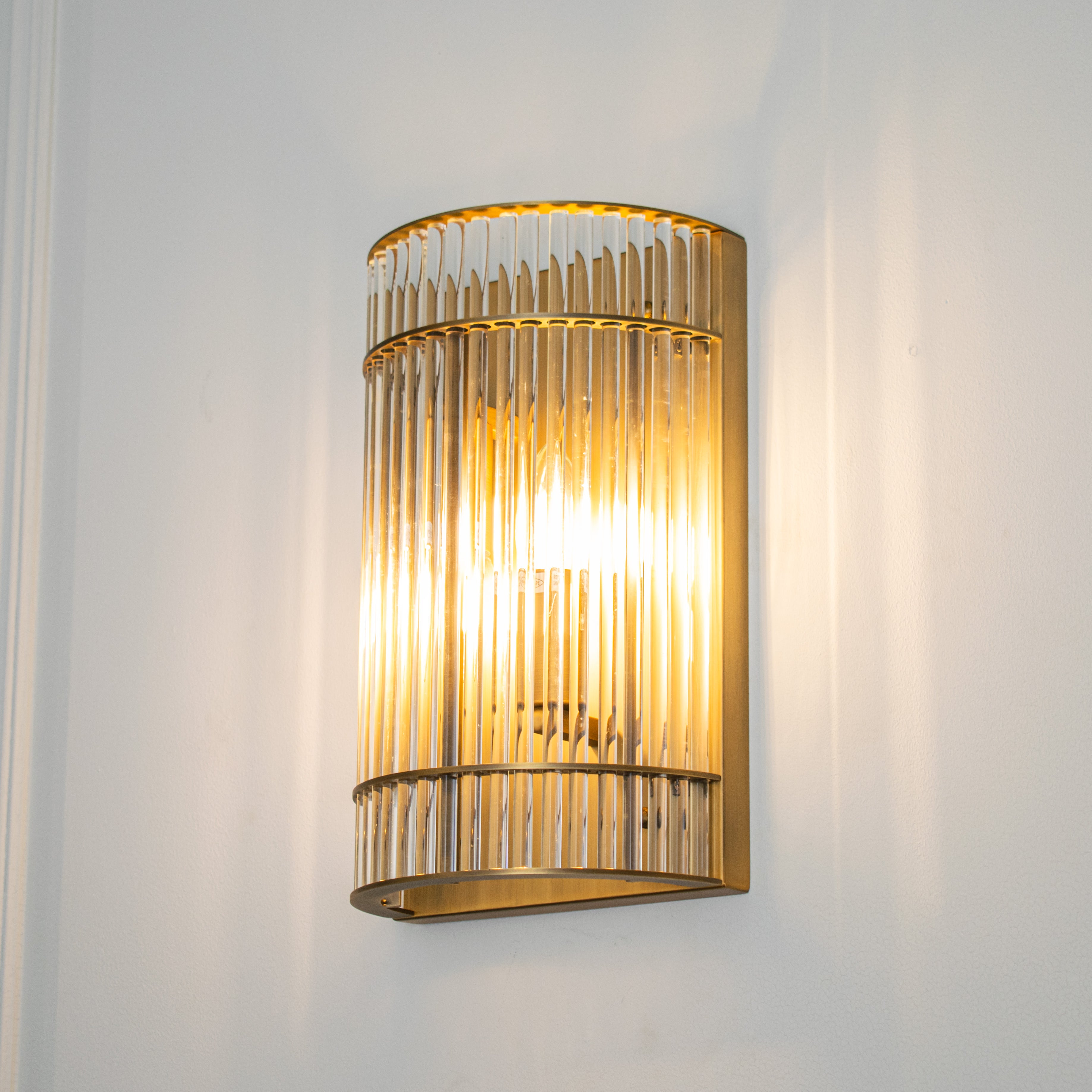 Macy Antique Brass Glass Wall Light by RV Astley