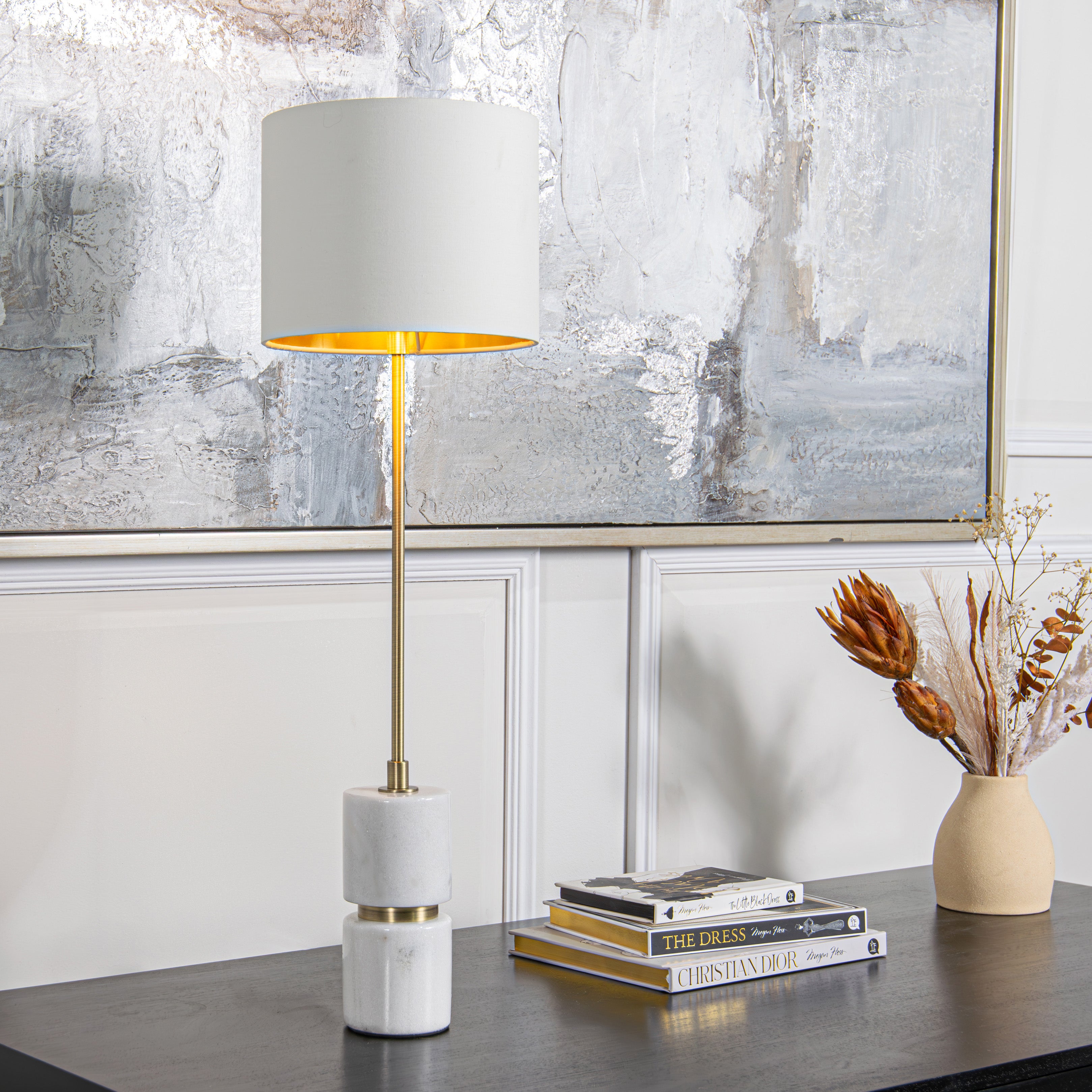 Robyn Antique Brass & Marble Table Lamp by RV Astley