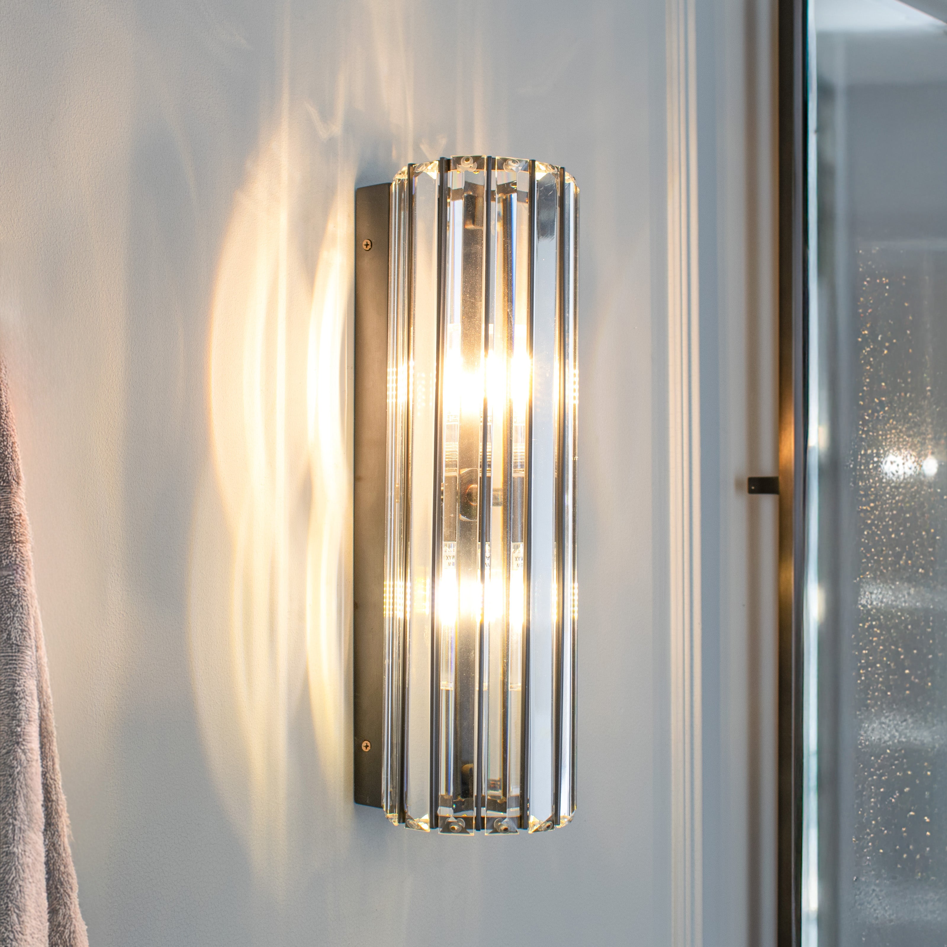 Reagan Gunmetal & Crystal IP65 Bathroom Wall Light by RV Astley