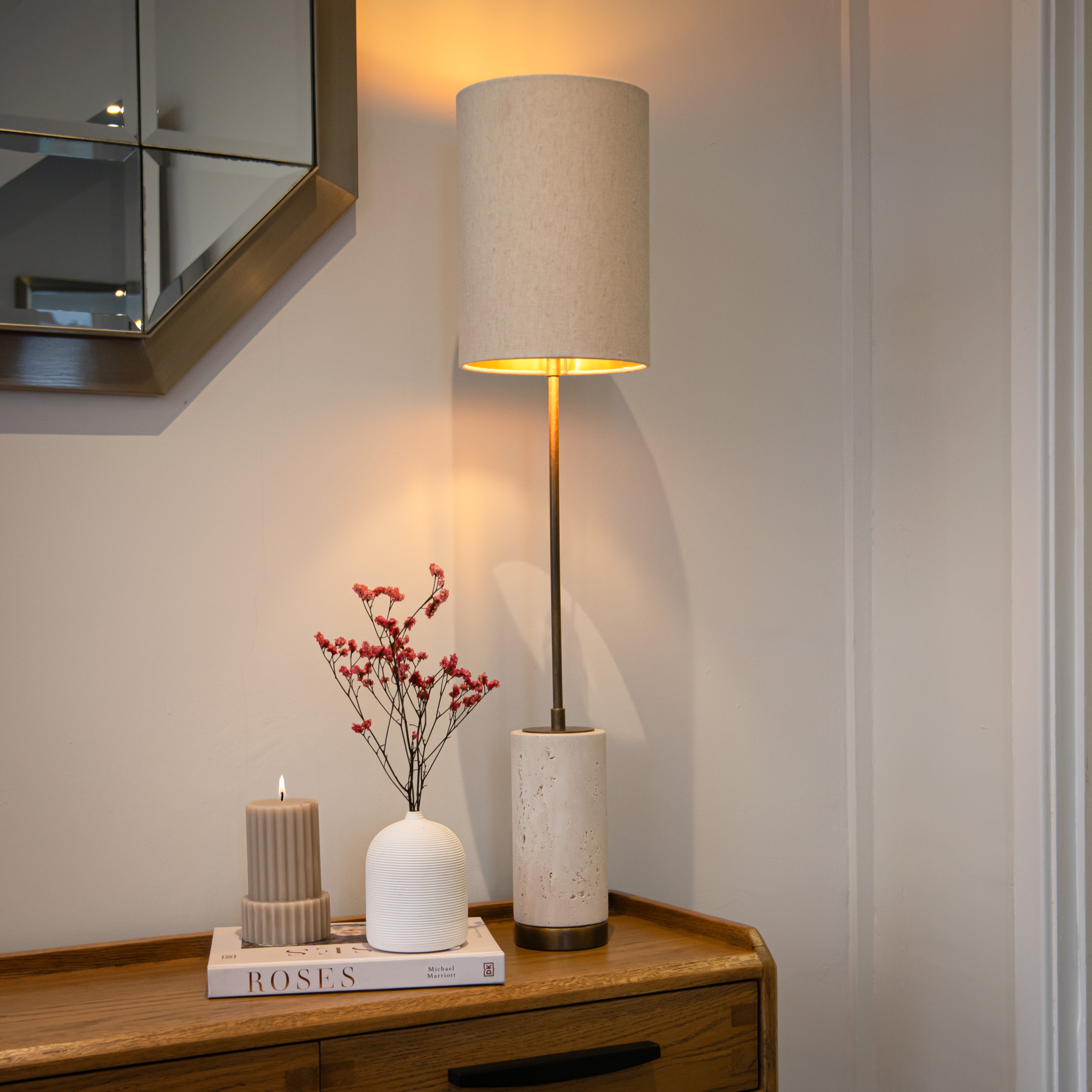 Valter Travertine Large Table Lamp 79cm by RV Astley