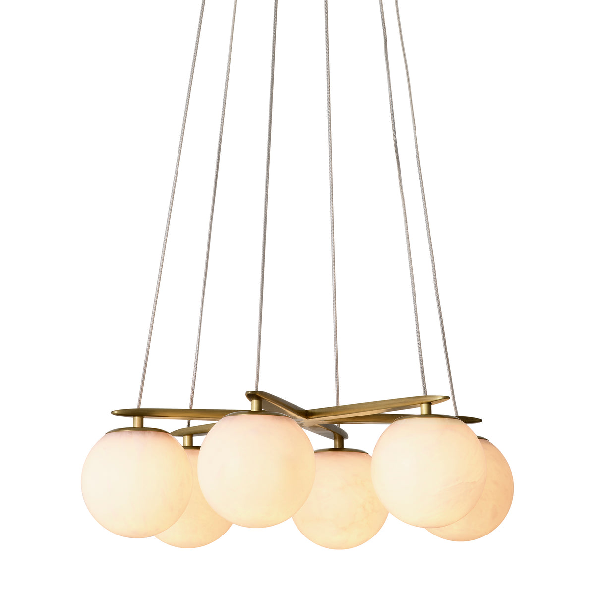 Chandelier Morro Alabaster Antique Brass Finish Eichholtz