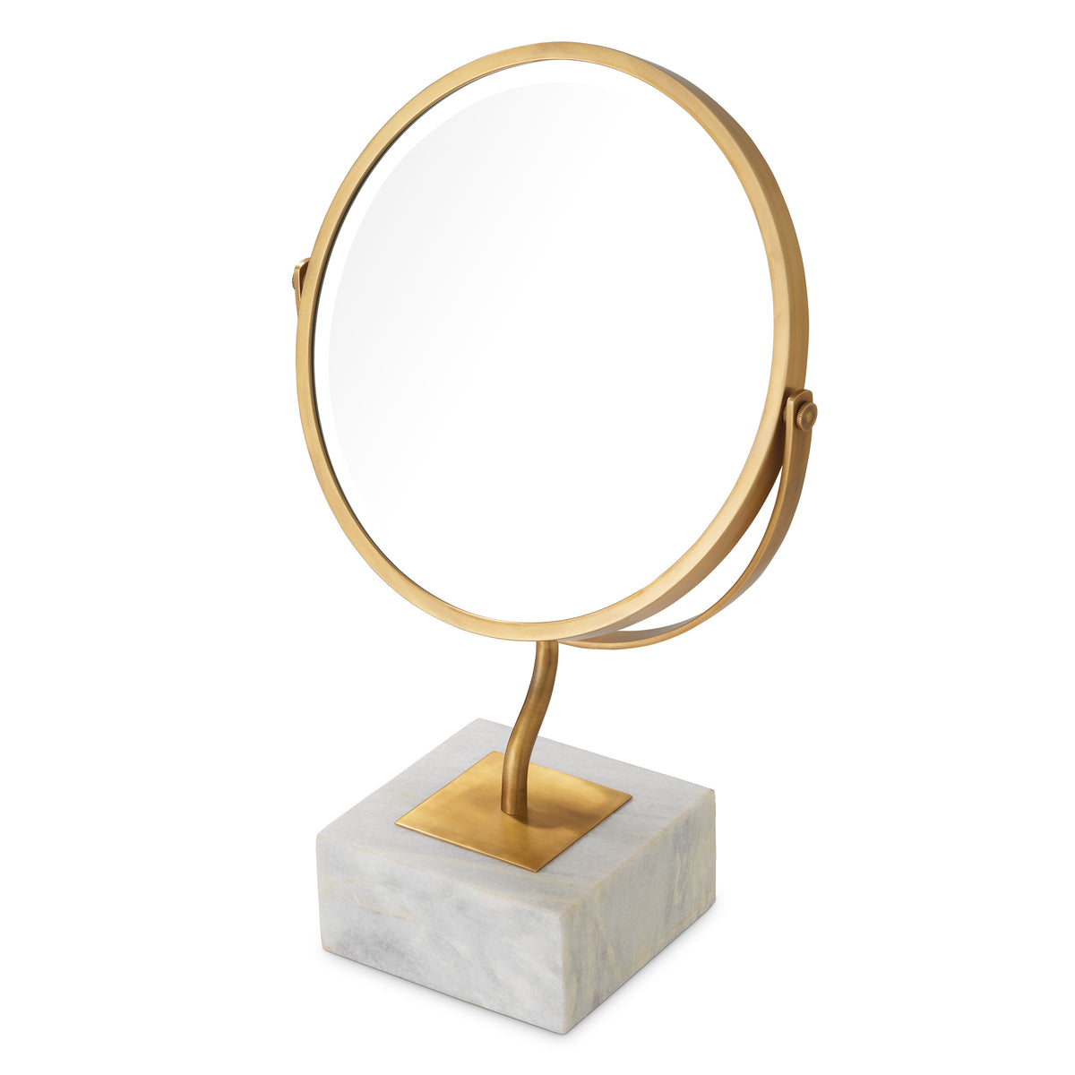 Table Mirror Jovanni Vintage Brass Finish White Marble Eichholtz