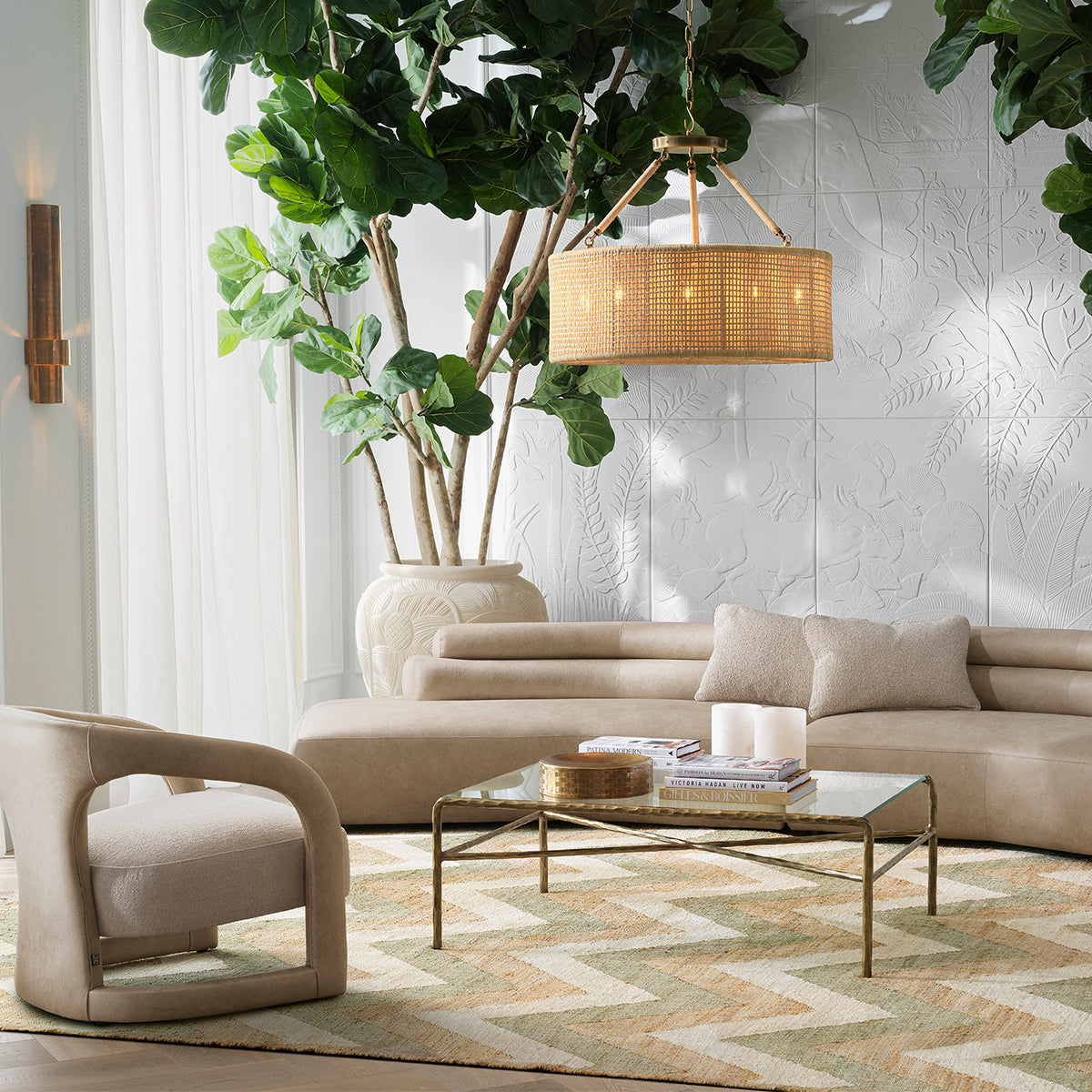 Chandelier Bernardi Natural Rattan Eichholtz