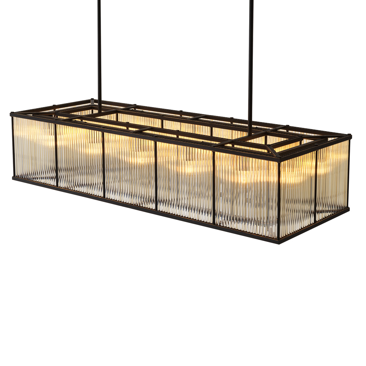 Chandelier Bernardi Rectangular Bronze Highlight Finish Eichholtz