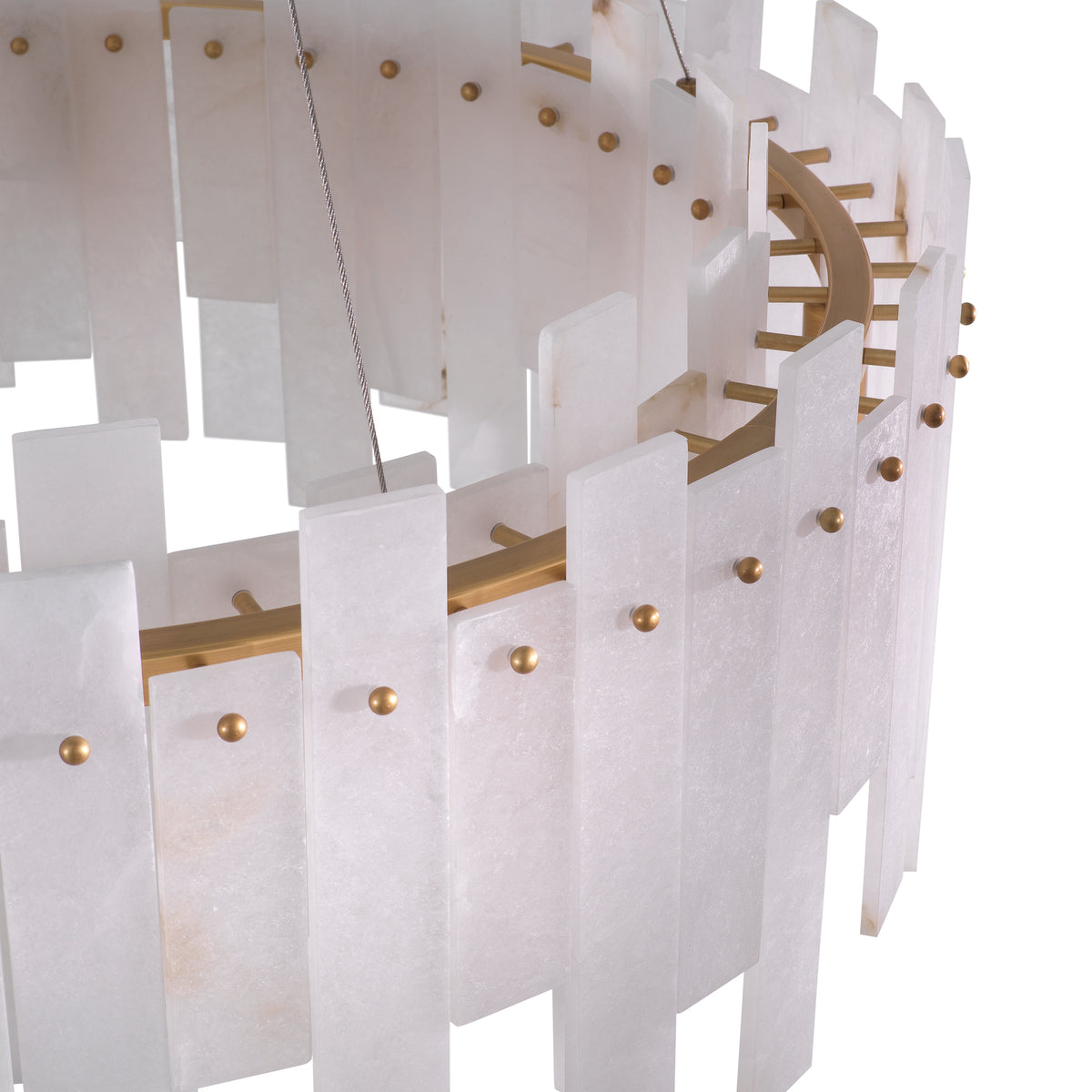 Chandelier Pizzorni Antique Brass Finish Alabaster Eichholtz