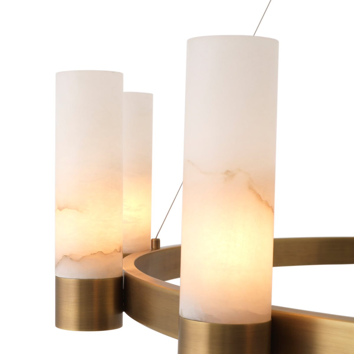 Chandelier Castro Antique Brass Finish Alabaster Eichholtz