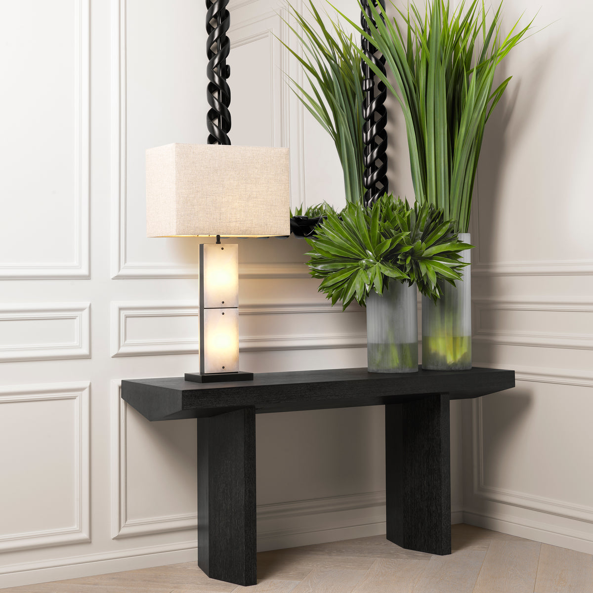 Table Lamp Ortiz Bronze Highlight Finish Alabaster Incl Shade Eichholtz
