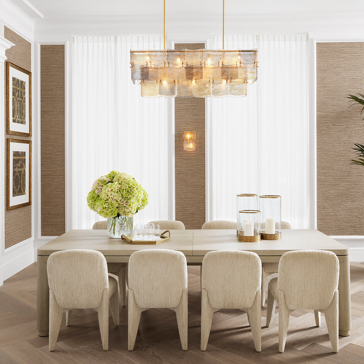 Chandelier Laurent Rectangular Antique Brass Finish Eichholtz