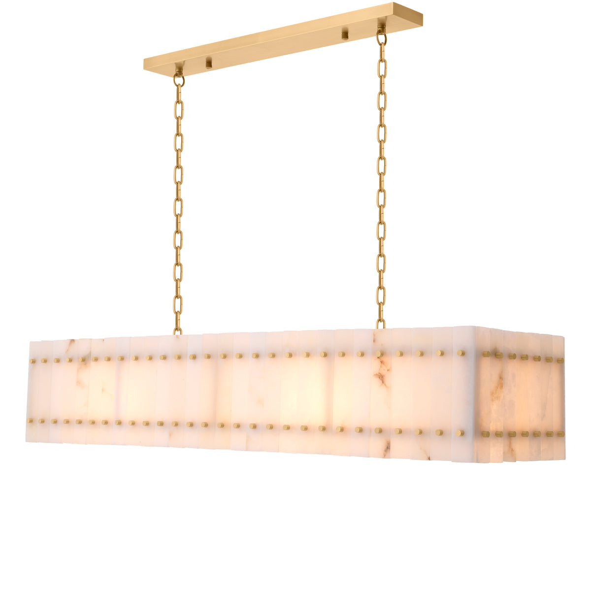 Chandelier Ruby Rectangular Alabaster Antique Brass Finish Eichholtz