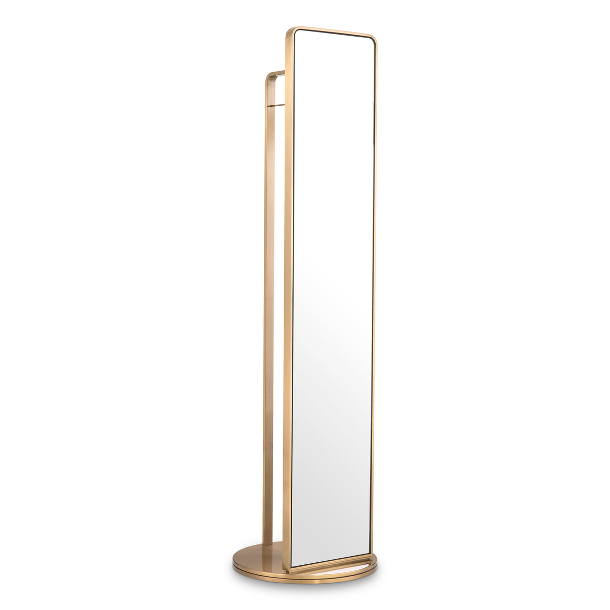 Floor Mirror Novo With Coatrack Brushed Brass Finish Eichholtz