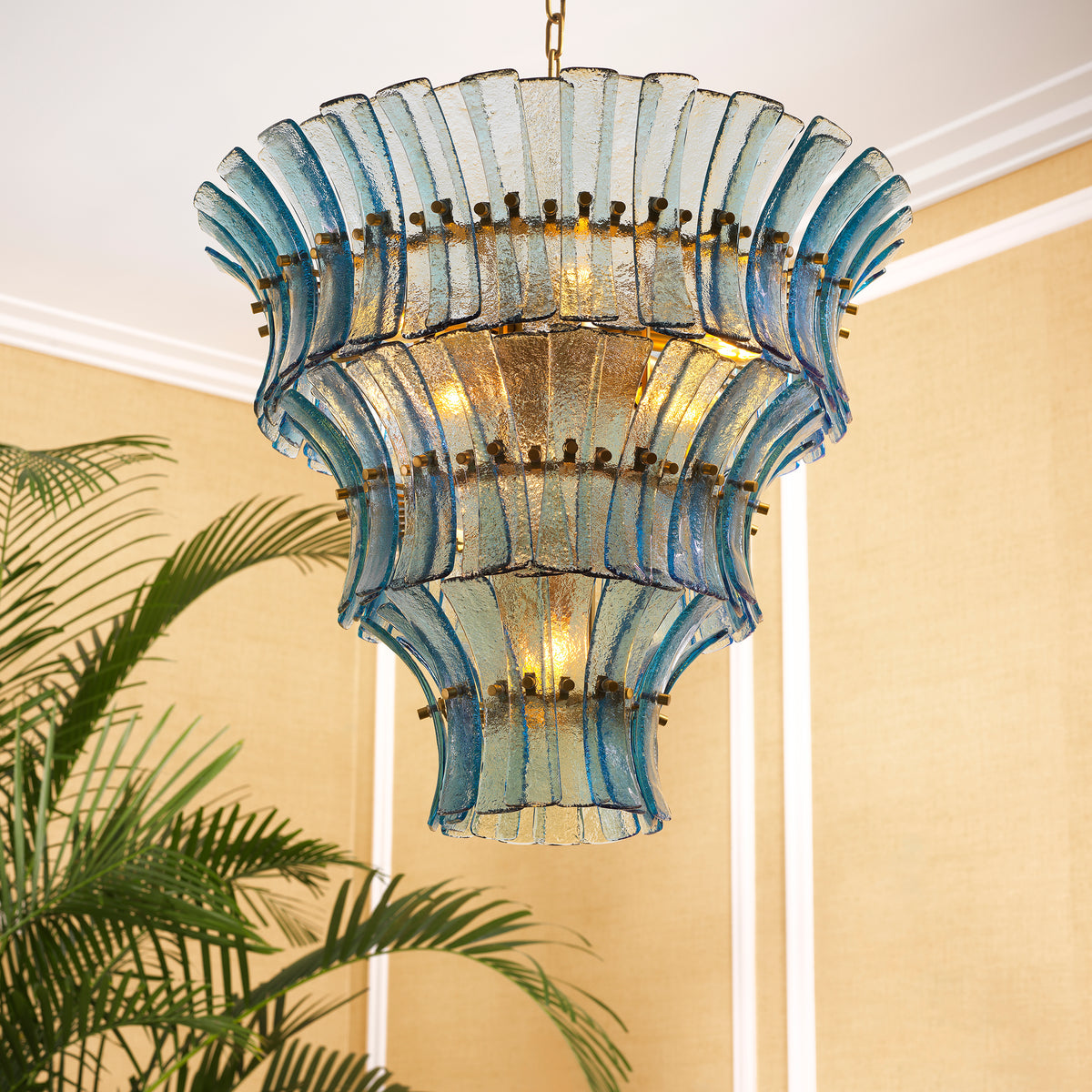 Chandelier Toscano Blue Glass Eichholtz