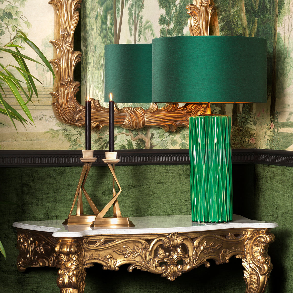 Table Lamp Amarello Green Ceramic Incl Shade Eichholtz