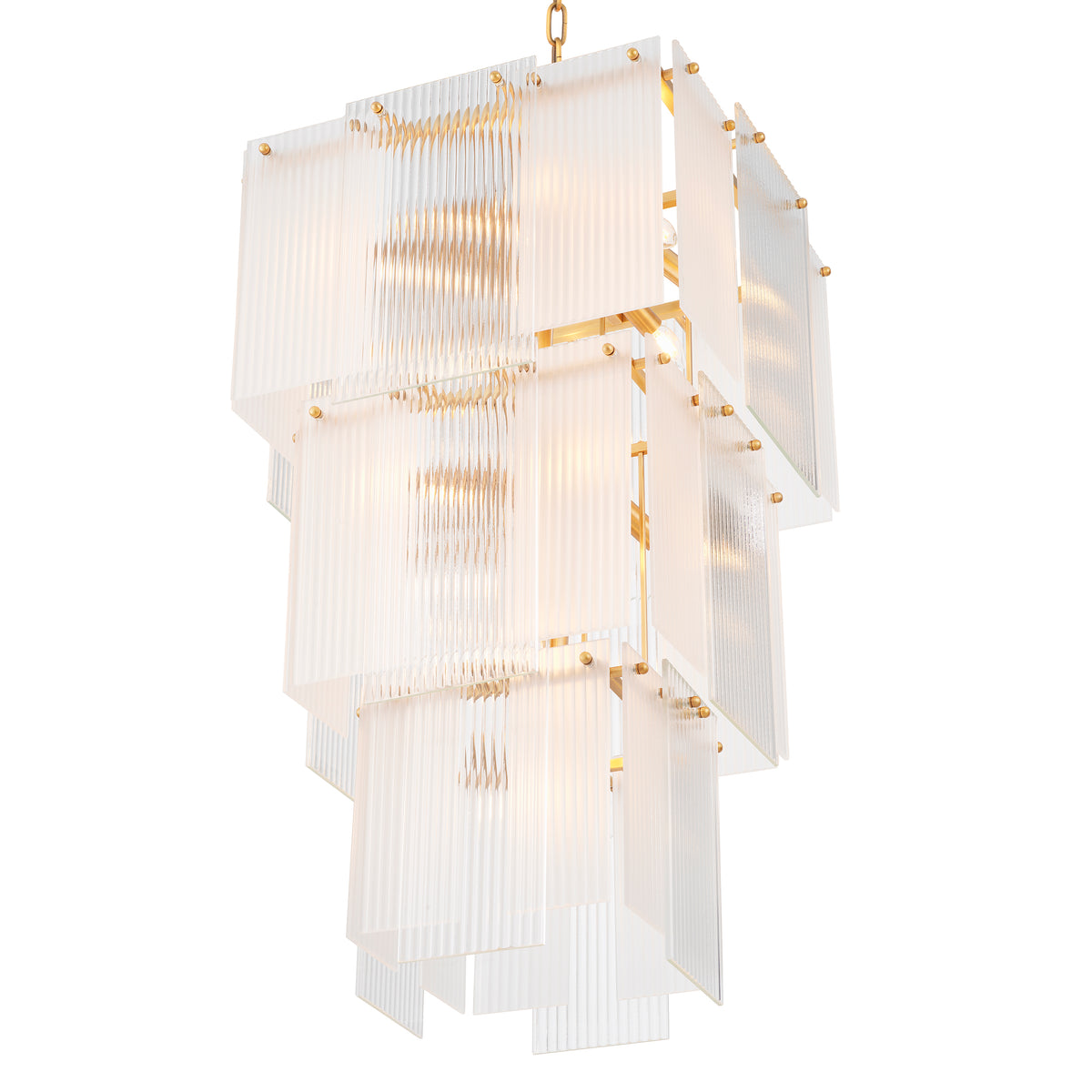 Chandelier Giardano Clear And Frosted Glass Antique Brass Finish Eichholtz