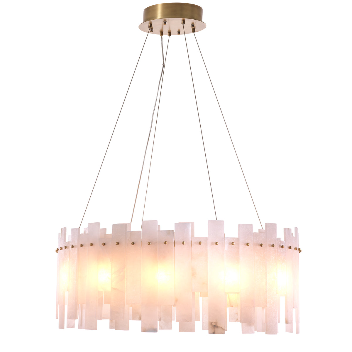 Chandelier Pizzorni Antique Brass Finish Alabaster Eichholtz
