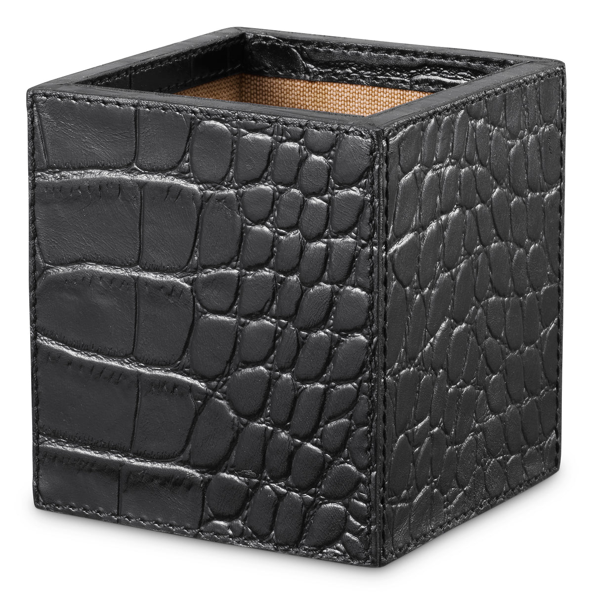 Desk Set Scaleo Croco Embossed Black Leather Set Of 3 Eichholtz