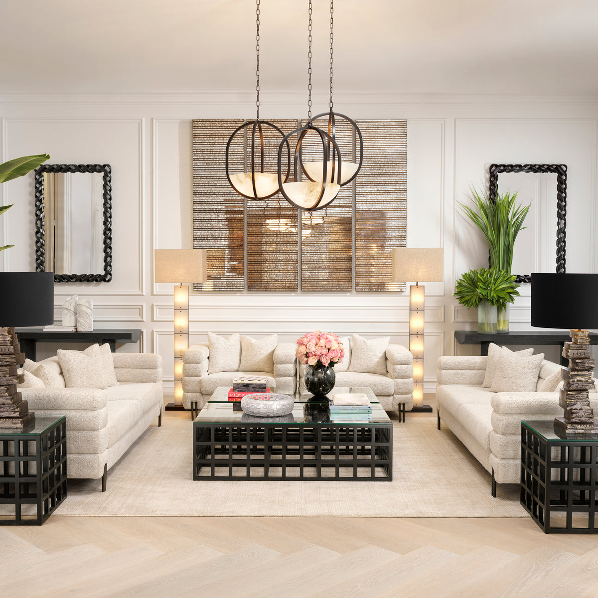 Floor Lamp Ortiz Bronze Highlight Finish Alabaster Incl Shade Eichholtz