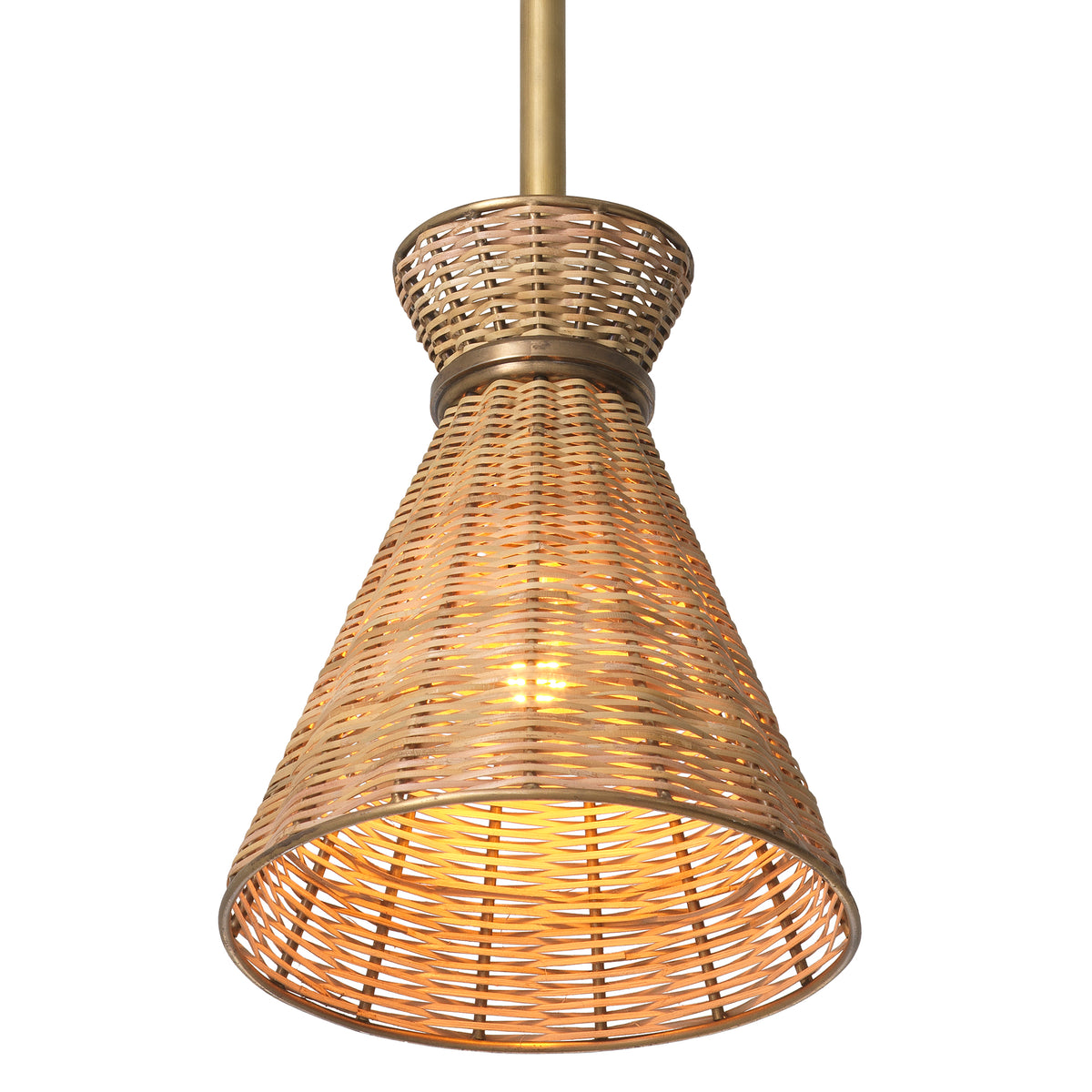 Pendant Kon Tiki Vintage Brass Finish Natural Rattan Eichholtz