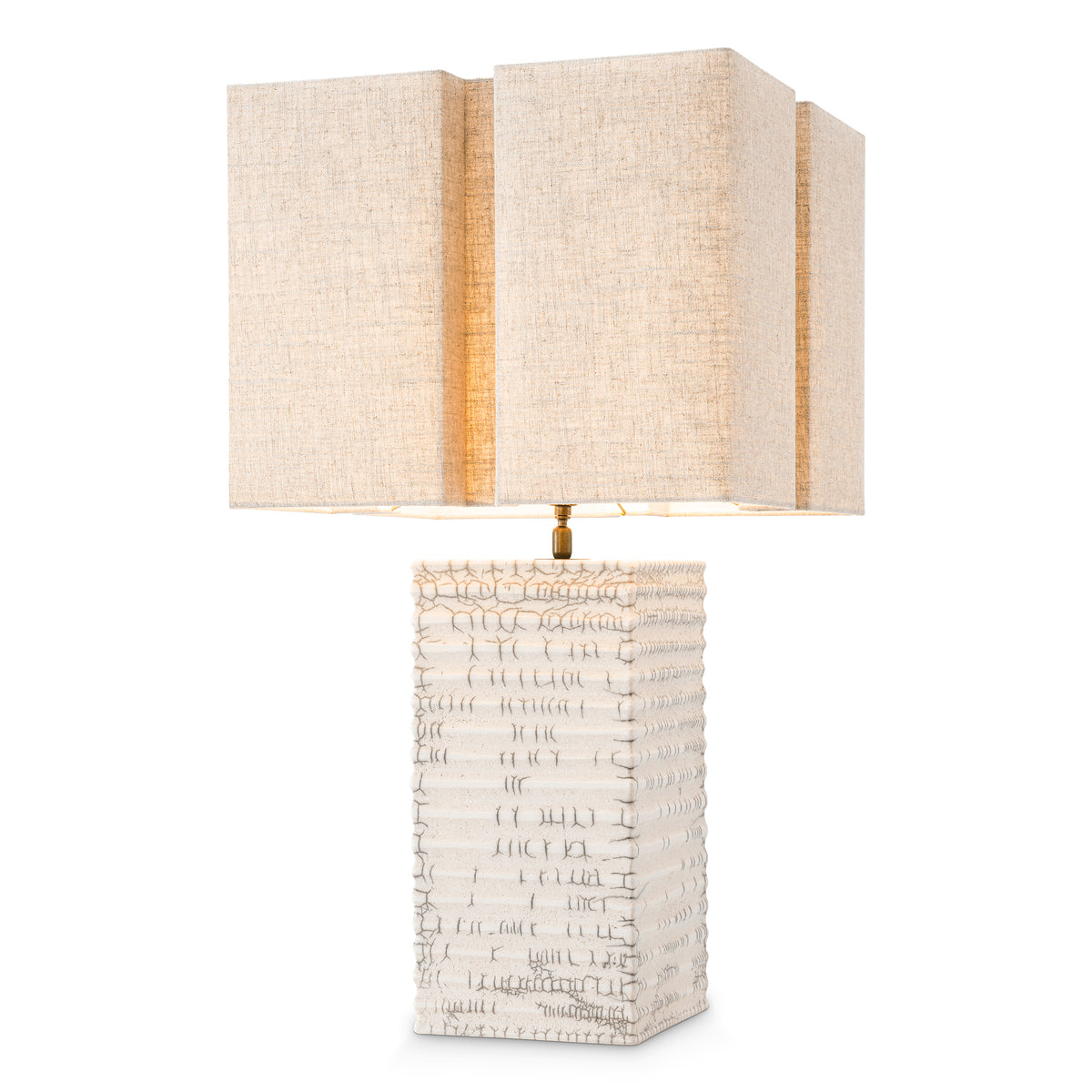 Table Lamp Division Raku Ceramic Crackled White Incl Shade Eichholtz