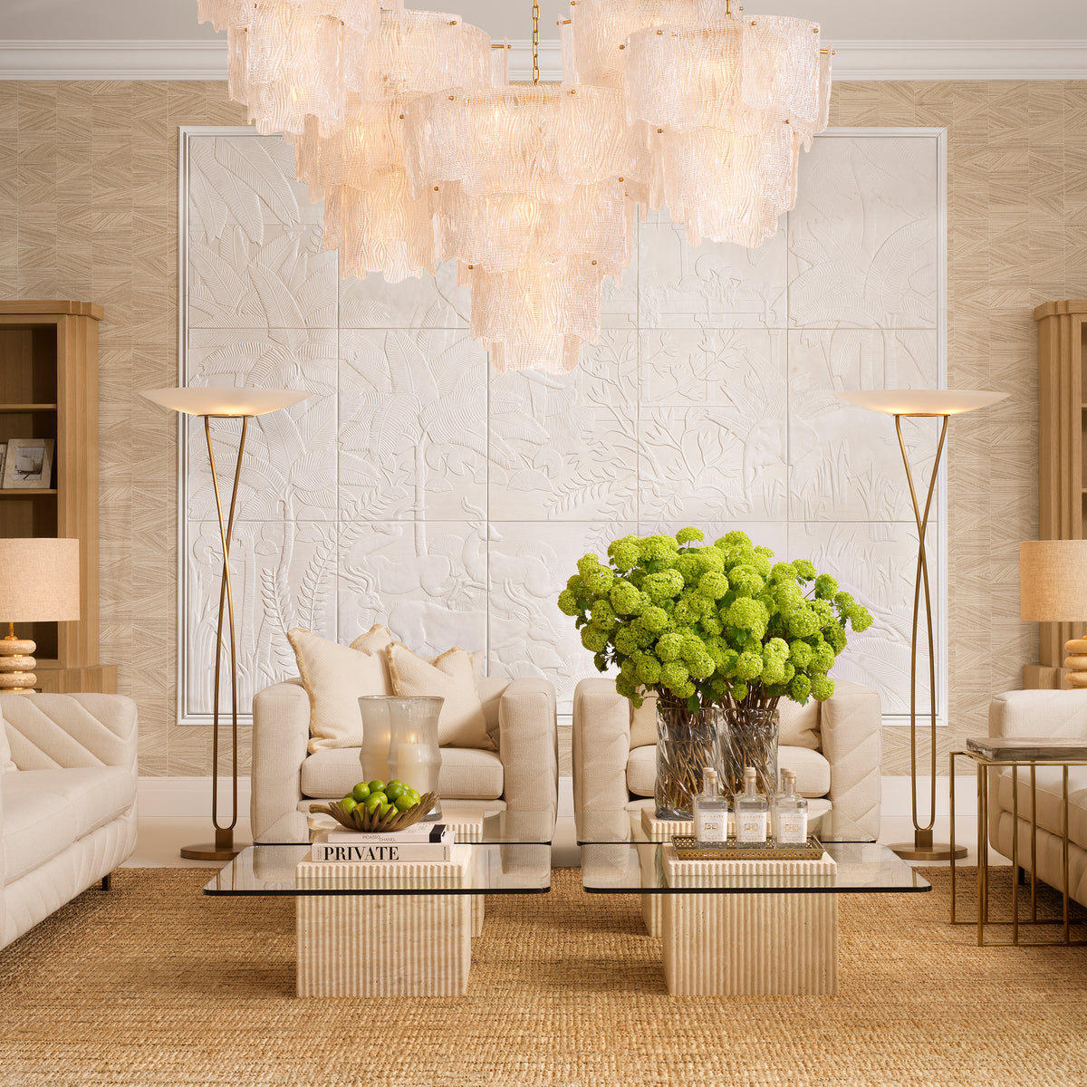Chandelier Asinara Small Clear Textured Glass Eichholtz
