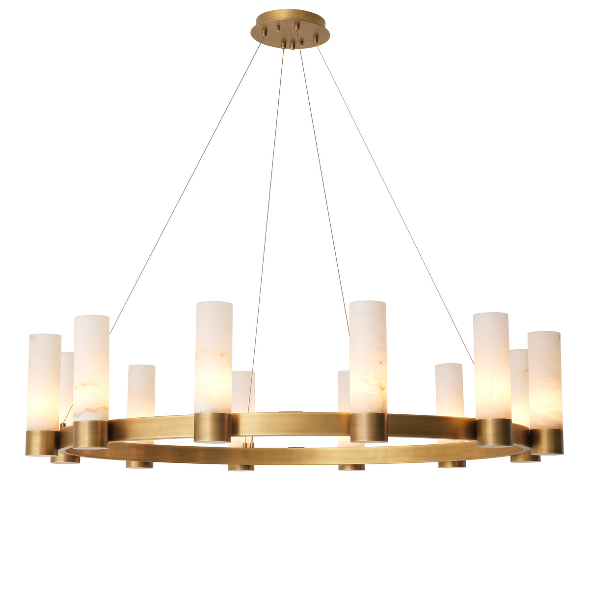 Chandelier Castro Antique Brass Finish Alabaster Eichholtz