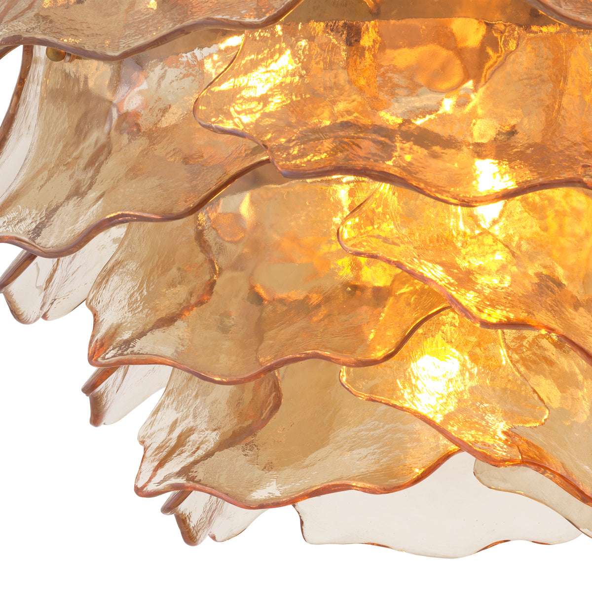 Chandelier Clarendon Antique Brass Finish Champagne Coloured Glass Eichholtz
