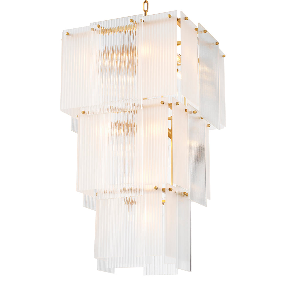 Chandelier Giardano Clear And Frosted Glass Antique Brass Finish Eichholtz
