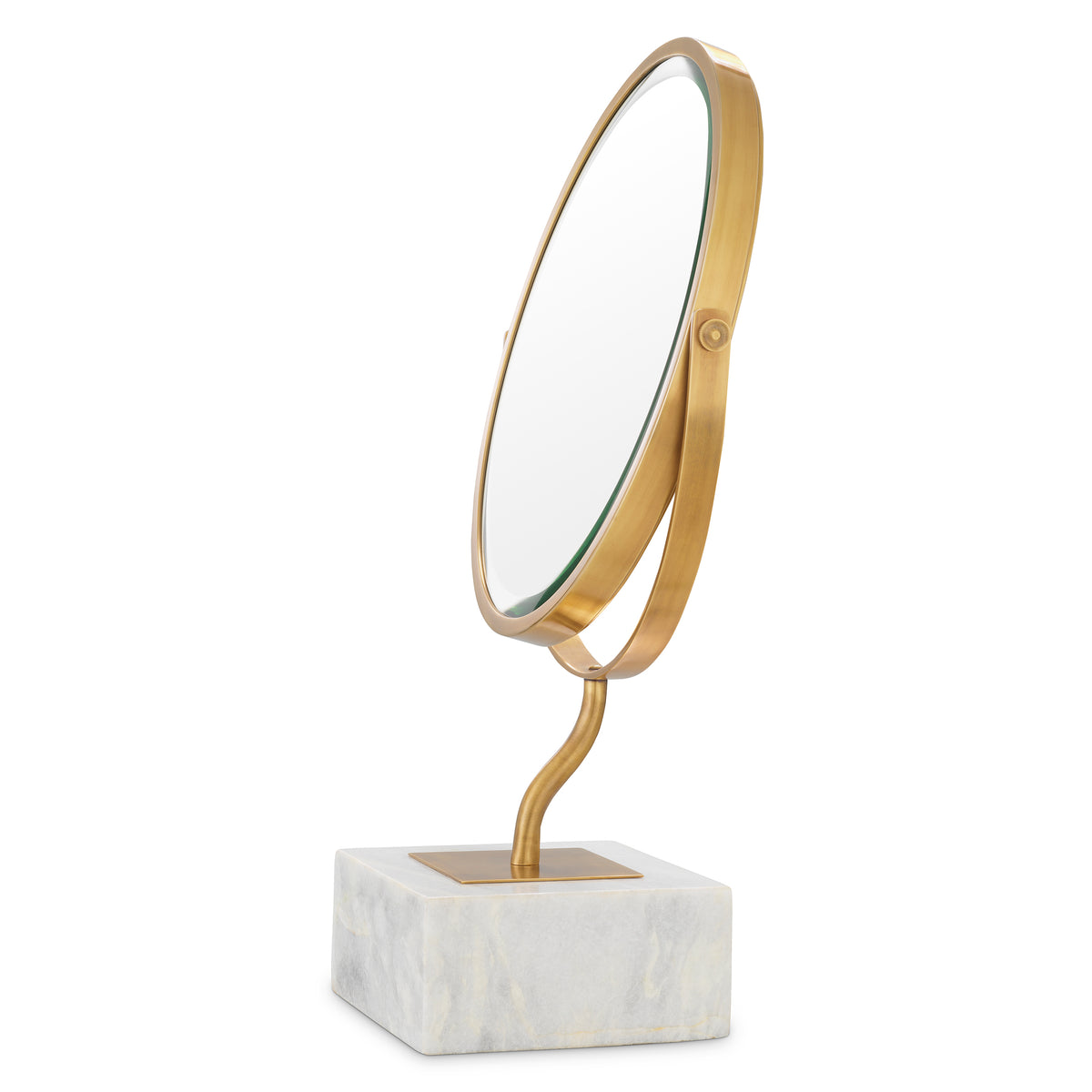 Table Mirror Jovanni Vintage Brass Finish White Marble Eichholtz