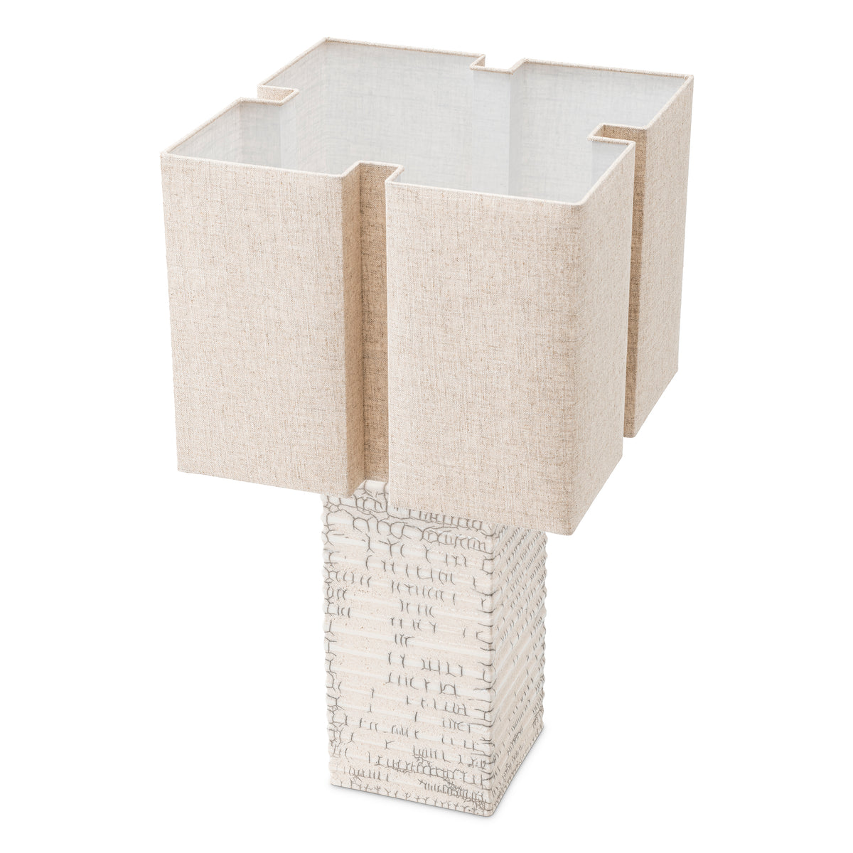 Table Lamp Division Raku Ceramic Crackled White Incl Shade Eichholtz