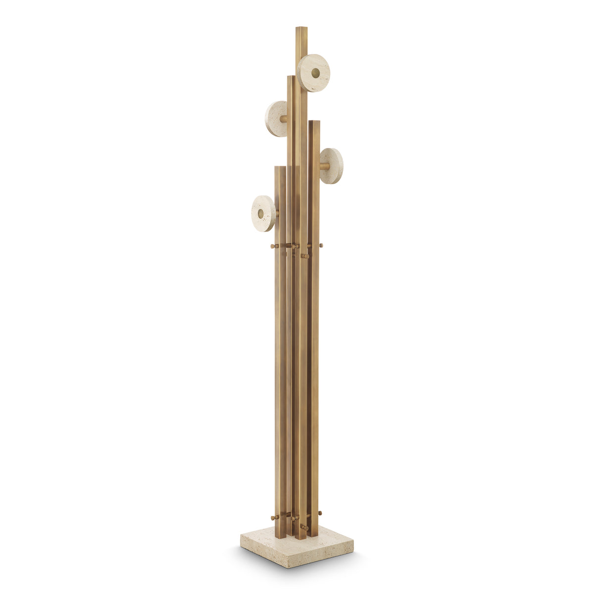 Coatrack Amadora Vintage Brass Finish Travertine Eichholtz