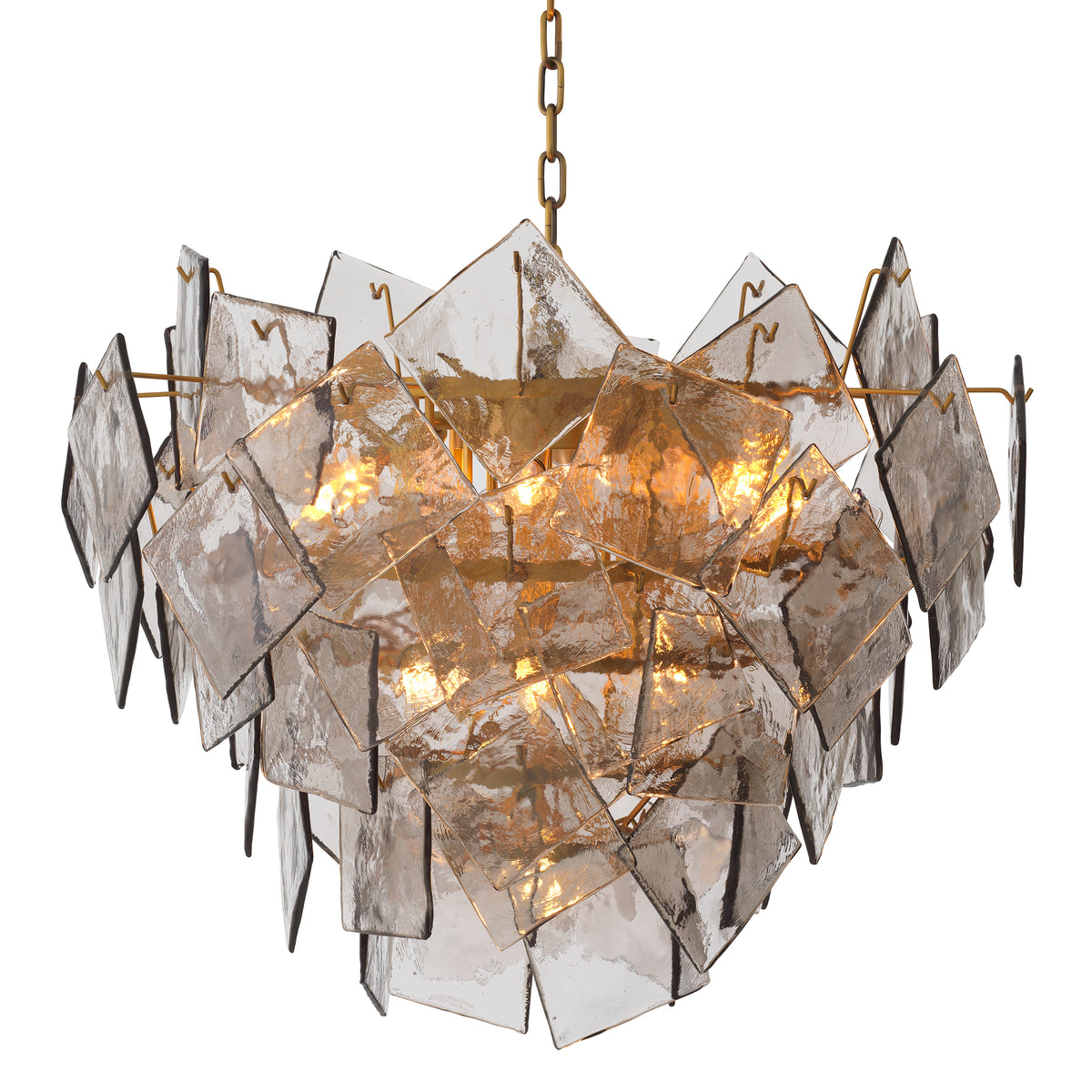 Chandelier Biltmore Antique Brass Finish Light Smoke Glass Eichholtz