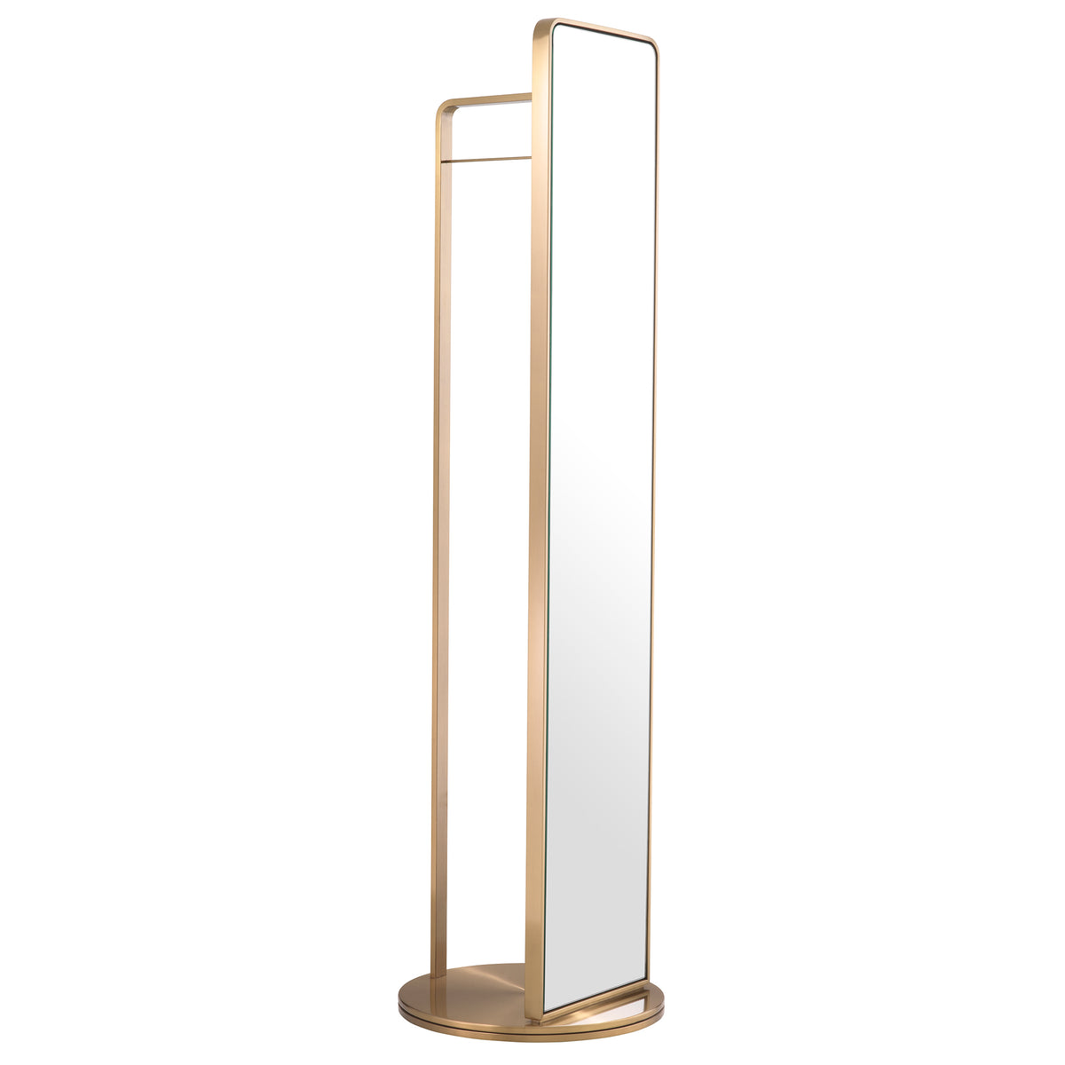 Floor Mirror Novo With Coatrack Brushed Brass Finish Eichholtz