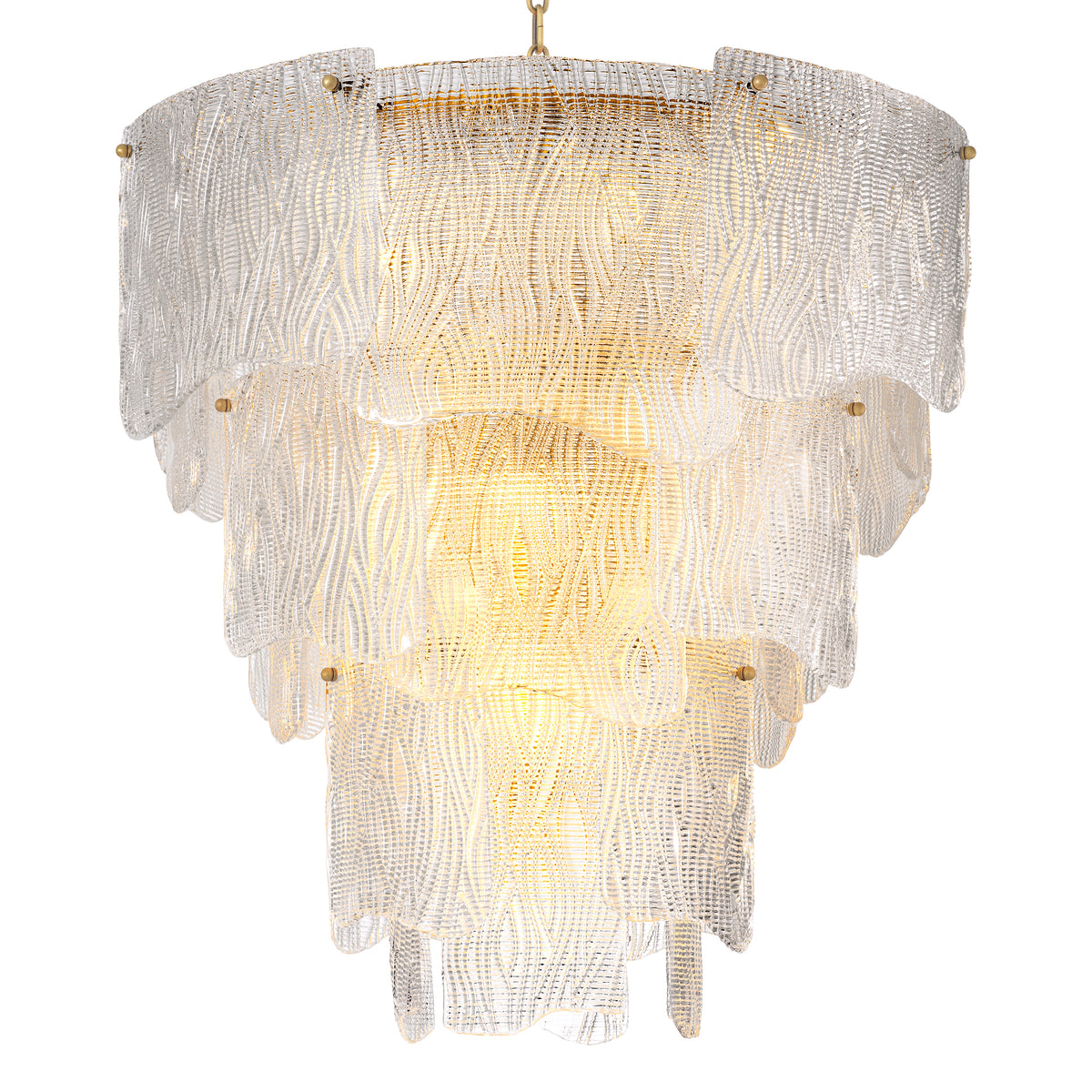 Chandelier Asinara Large Clear Textured Glass Eichholtz