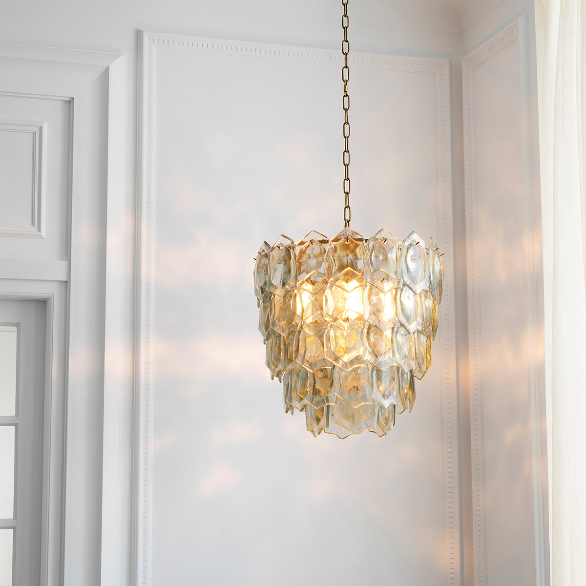 Chandelier Elias Vintage Brass Finish Clear Glass Eichholtz